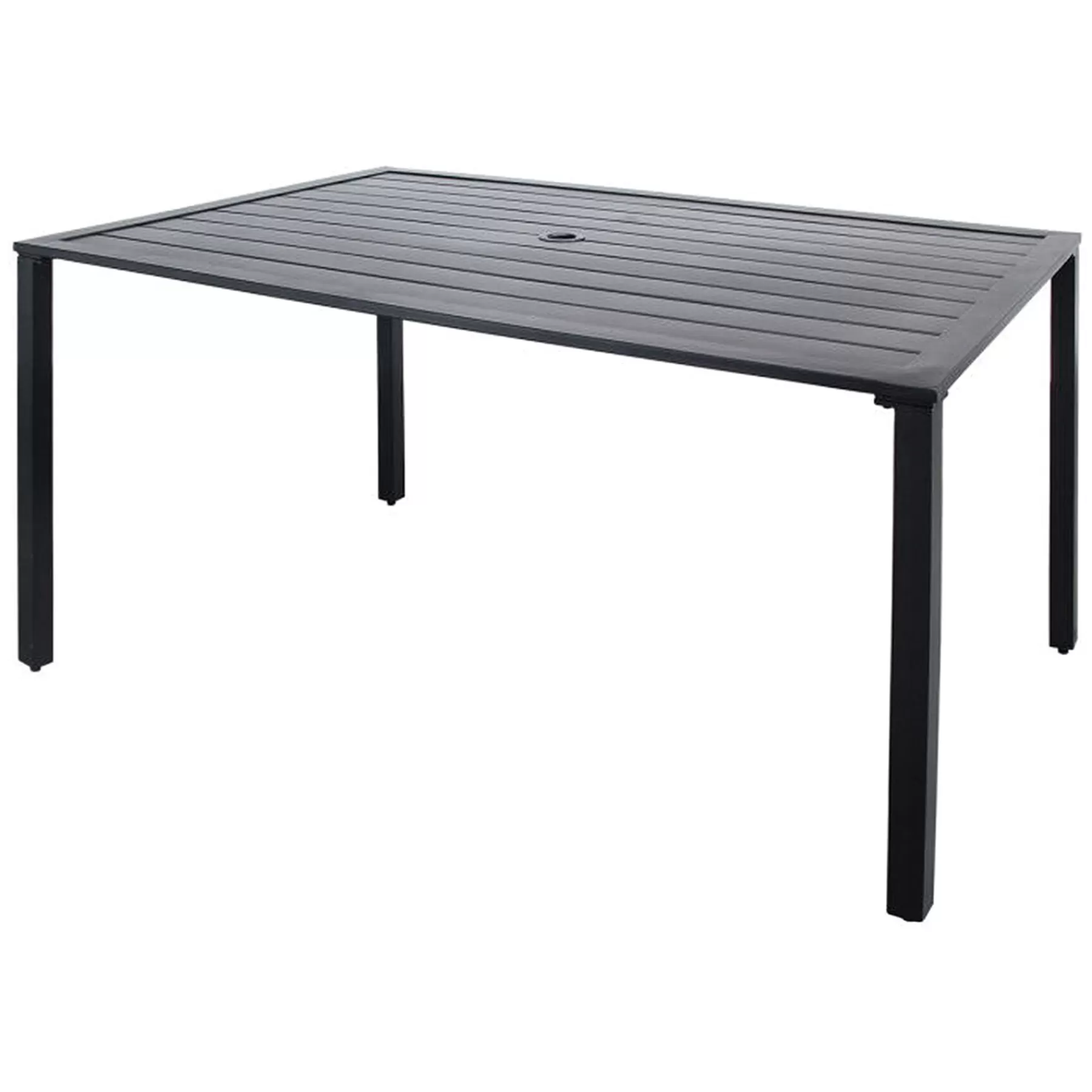 * Classical Grammercy Black Steel Slat Outdoor Dining Table, 60 36