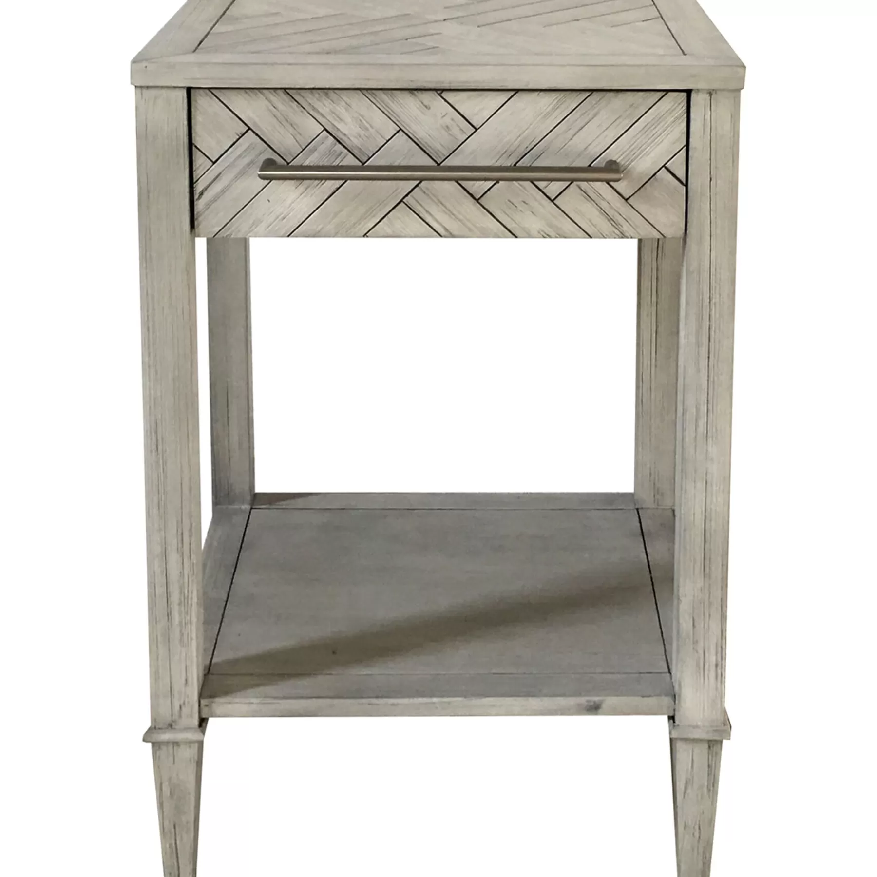 * Closeout Sale Kate 1 Drawer 1 Shelf Parquet Wood Side Table
