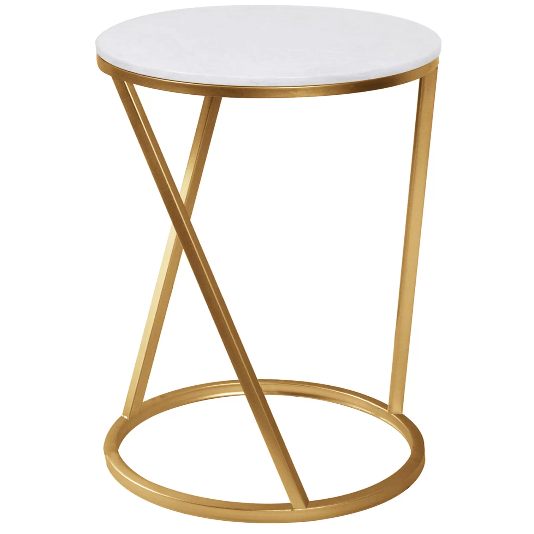 * Closeout Sale Round Quartz Top Accent Table With Gold Metal Base, Large