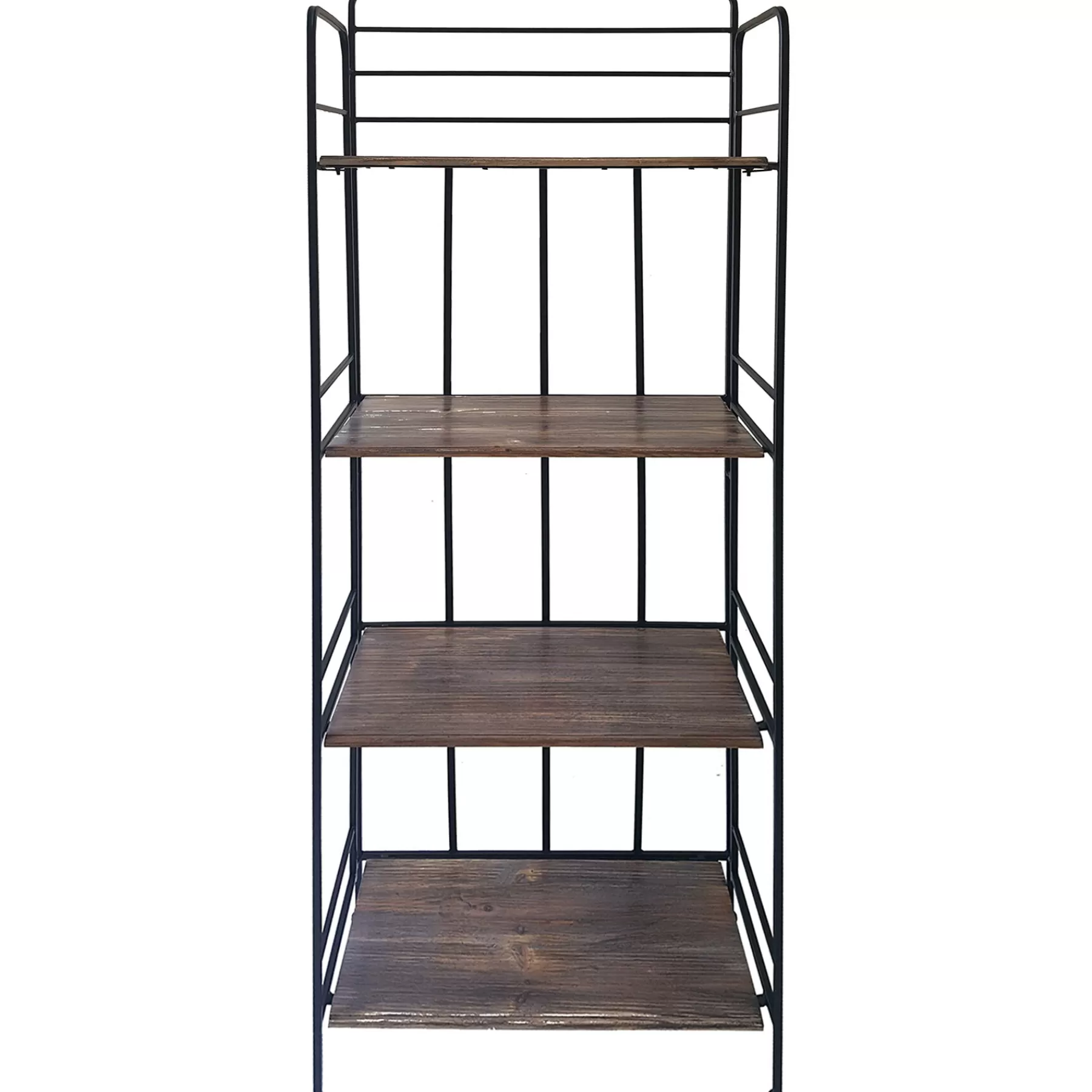 * Discount Sale Black 4 Tier Metal Baker Rack With Folding Wood Top Shelves