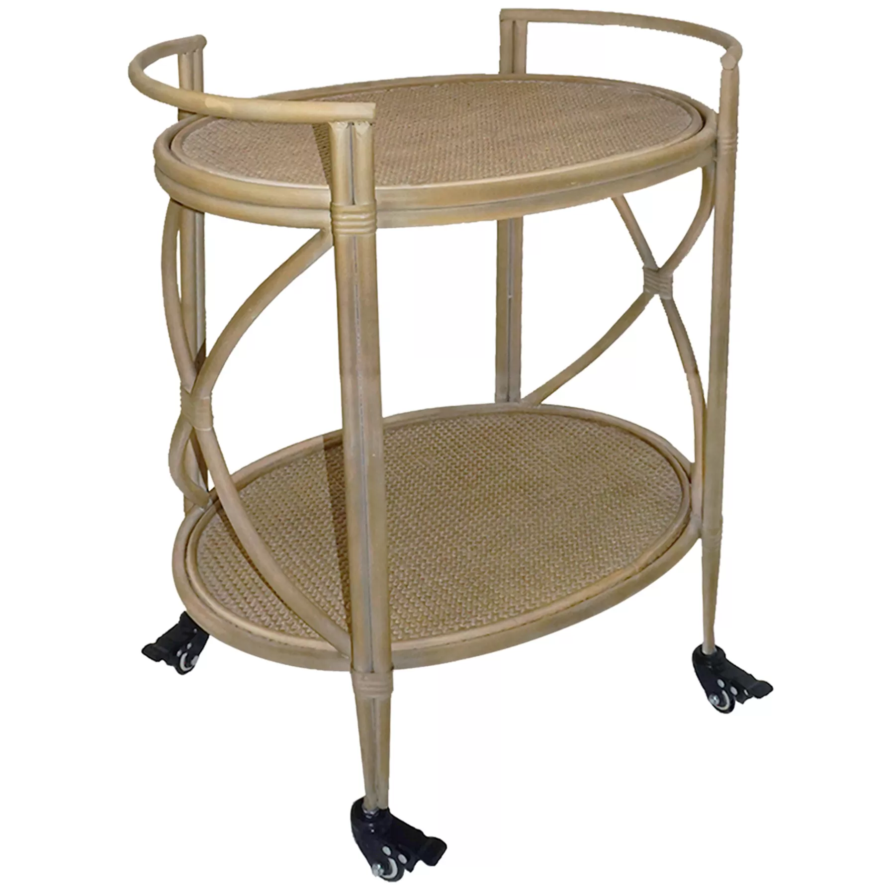 * Discount Sale Grace Mitchell 2-Tier Rattan Shelf Bar Cart With Metal Frame