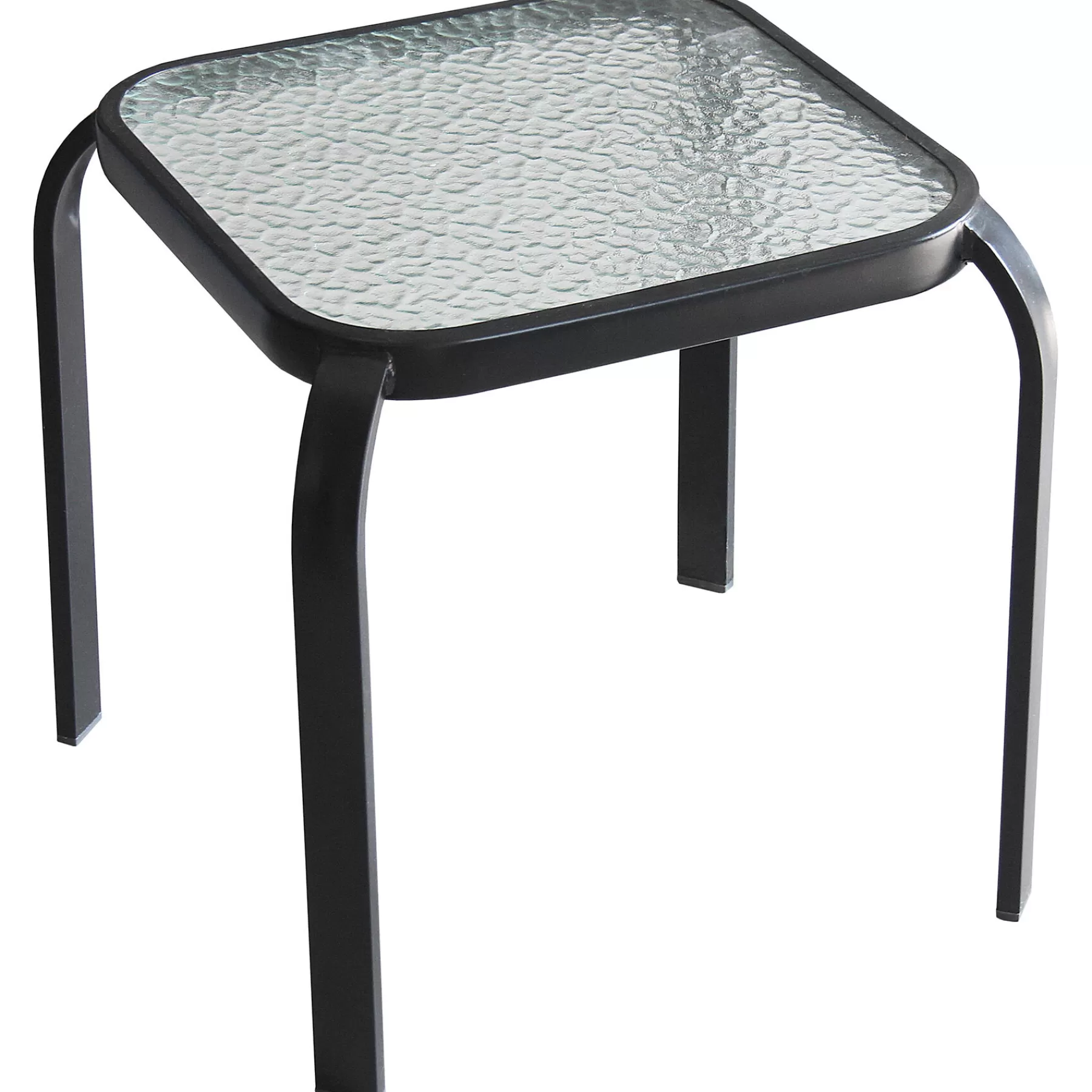 * Discount Sale Tempered Glass Top Black Outdoor End Table, 16