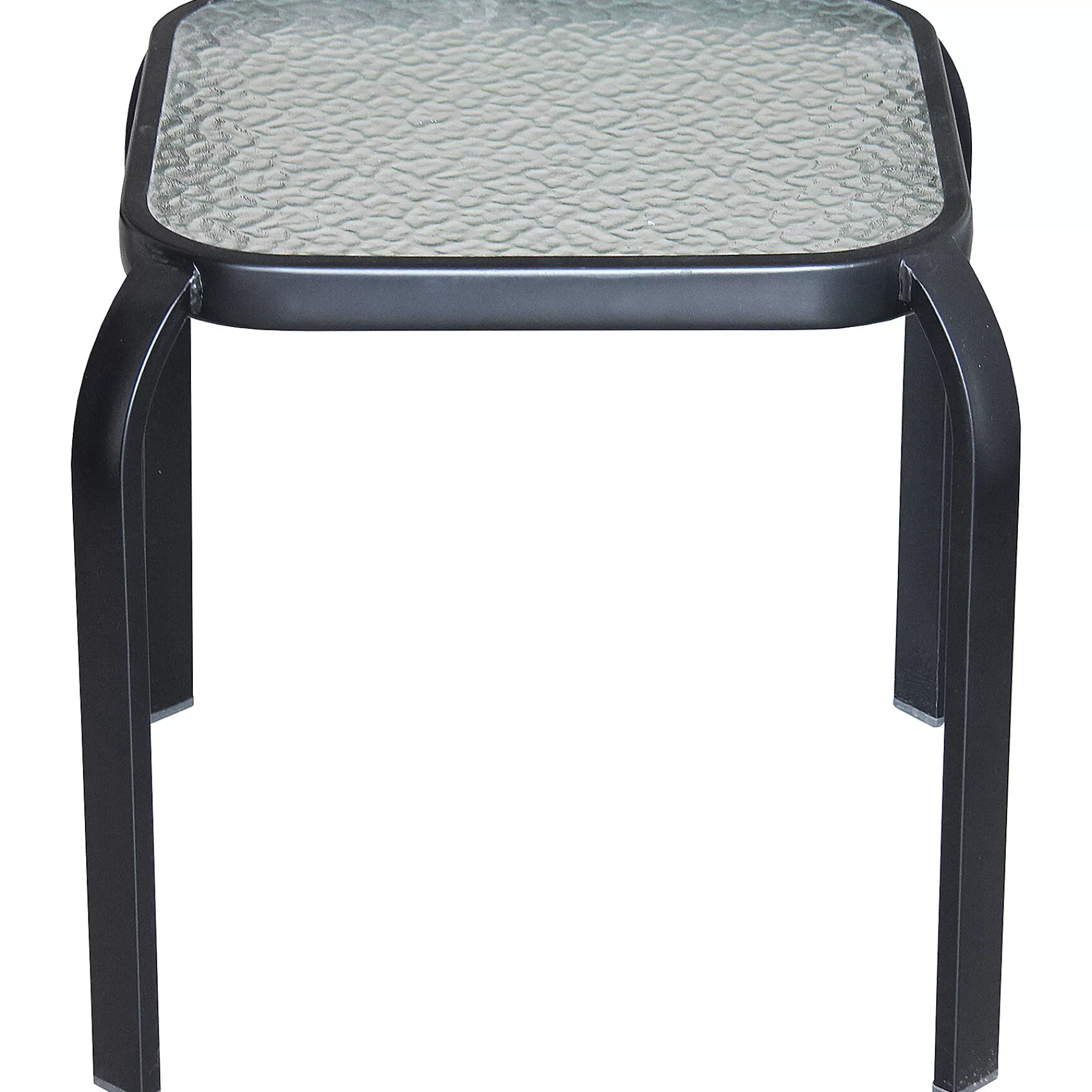 * Discount Sale Tempered Glass Top Black Outdoor End Table, 16