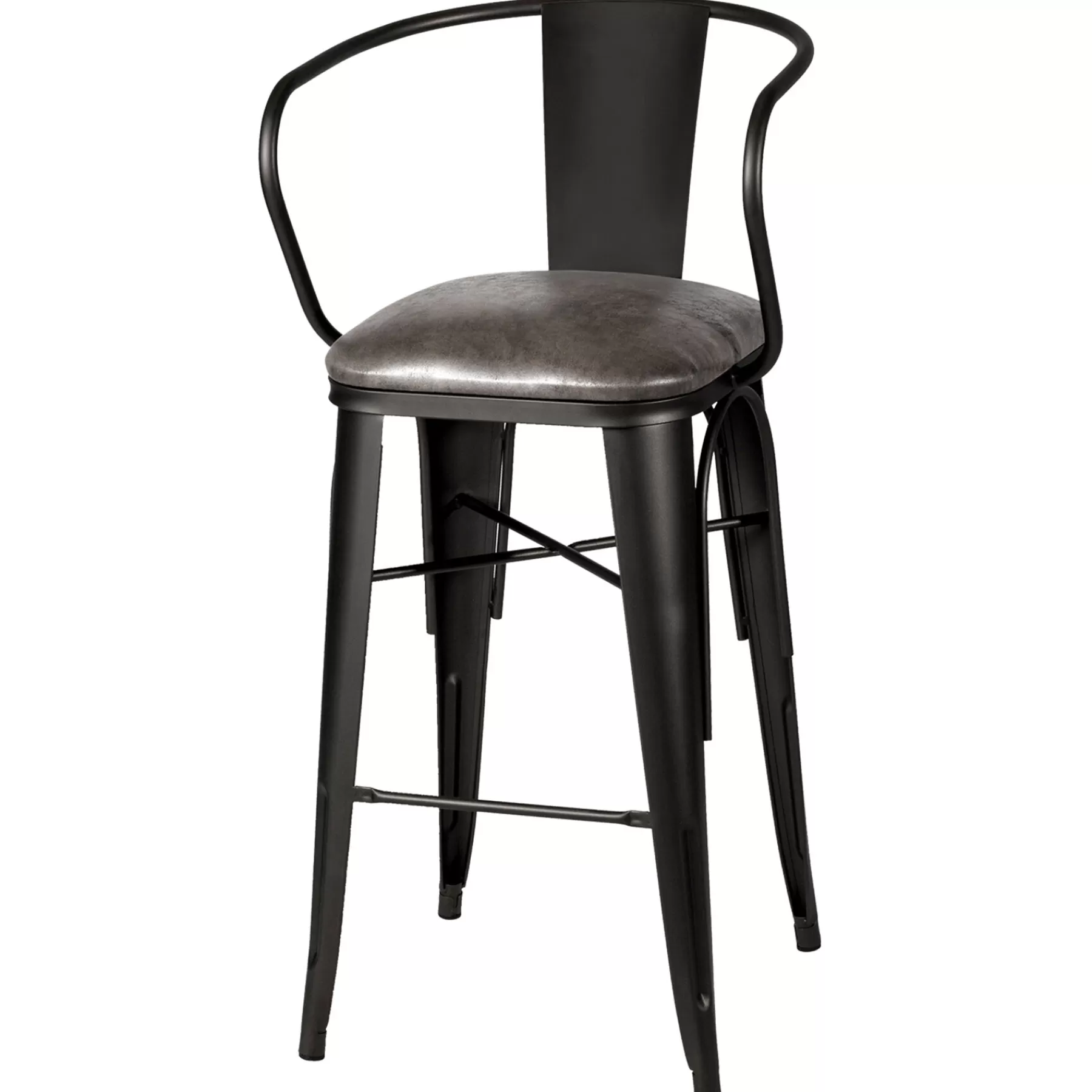 * Discount Sale Tony Grey Metal Bartstool With Faux Leather Upholstered Seat, 30