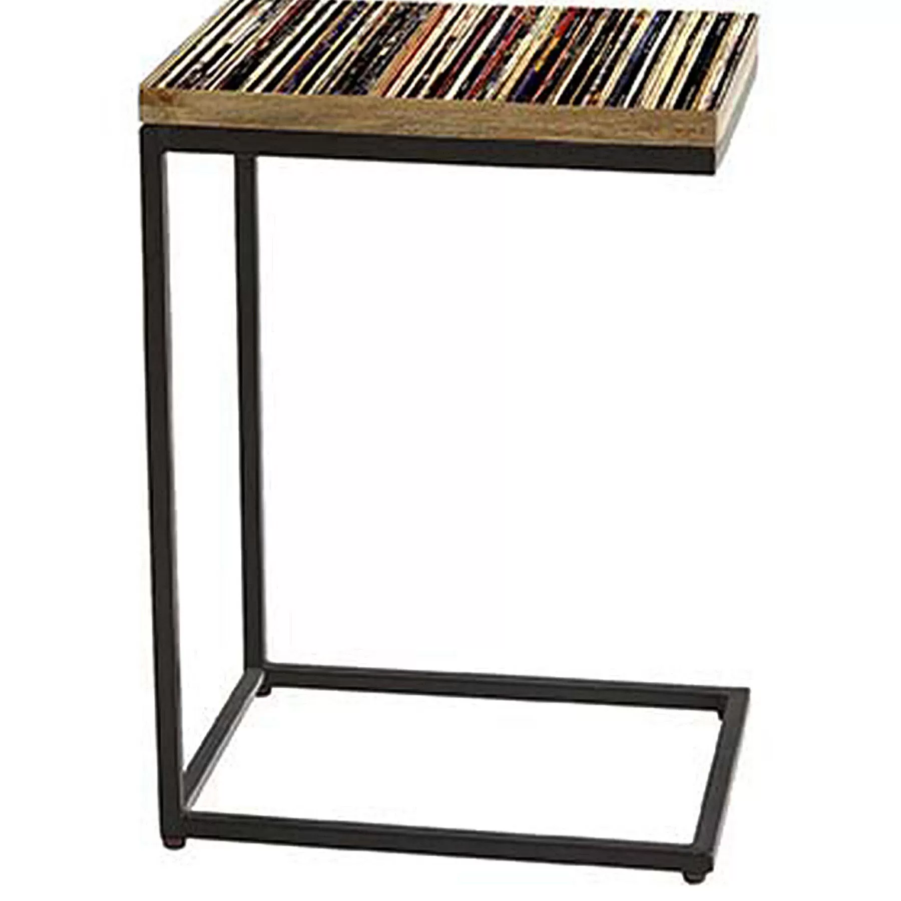 * Discount Sale Vinyl Record Top Side Table With Metal Base