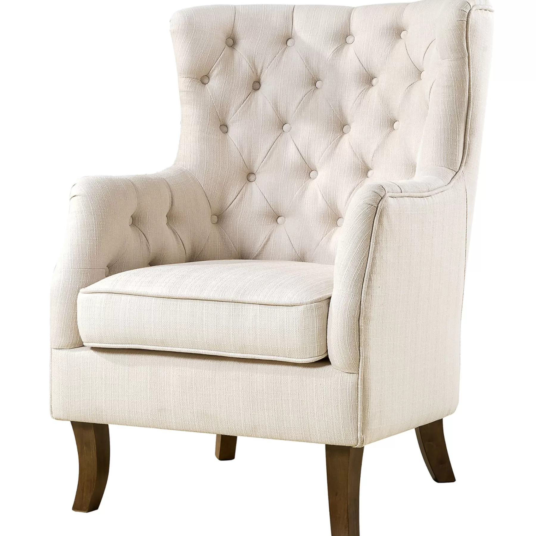 * Discount Store Norfolk Cream Linen Tufted High Back Arm Chair