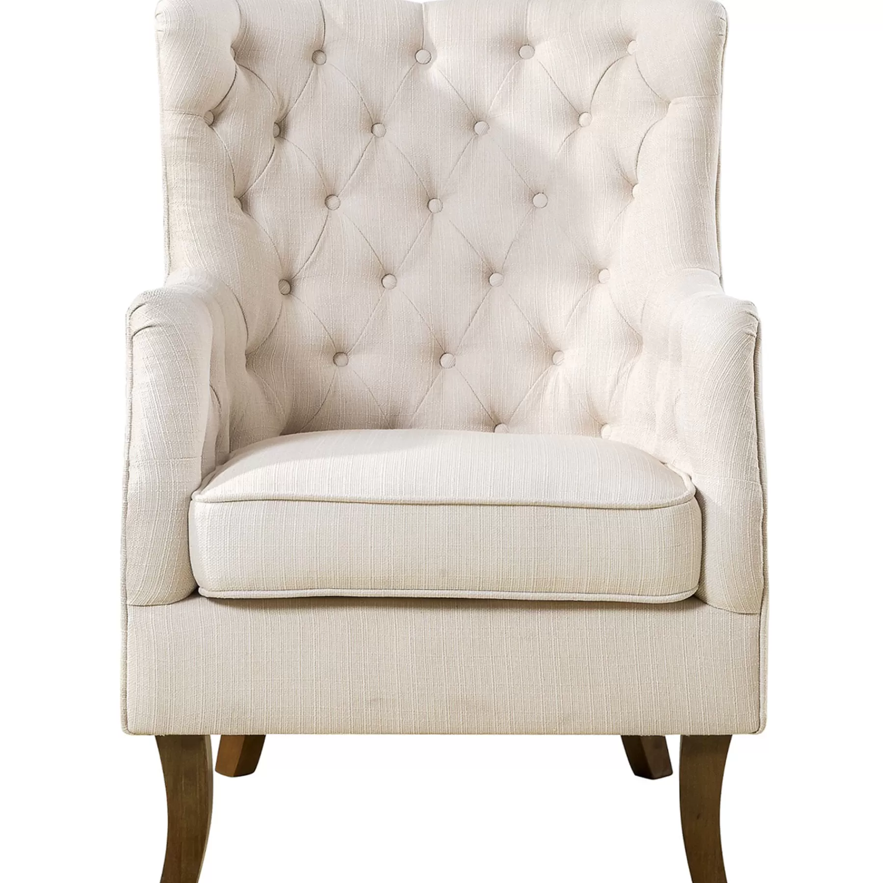 * Discount Store Norfolk Cream Linen Tufted High Back Arm Chair