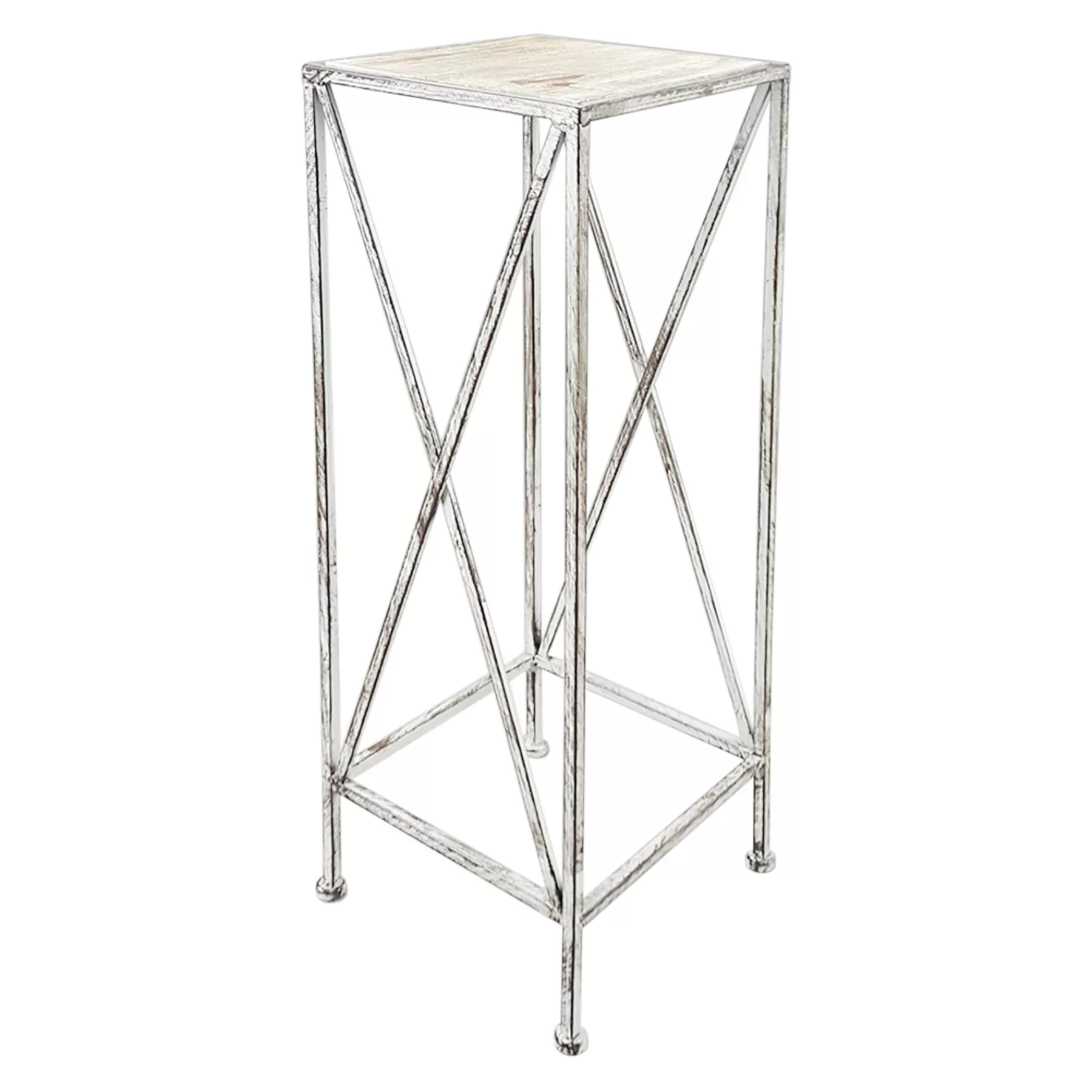 * Good Quality Metal Plant Stand With Wood Top Grey, Large