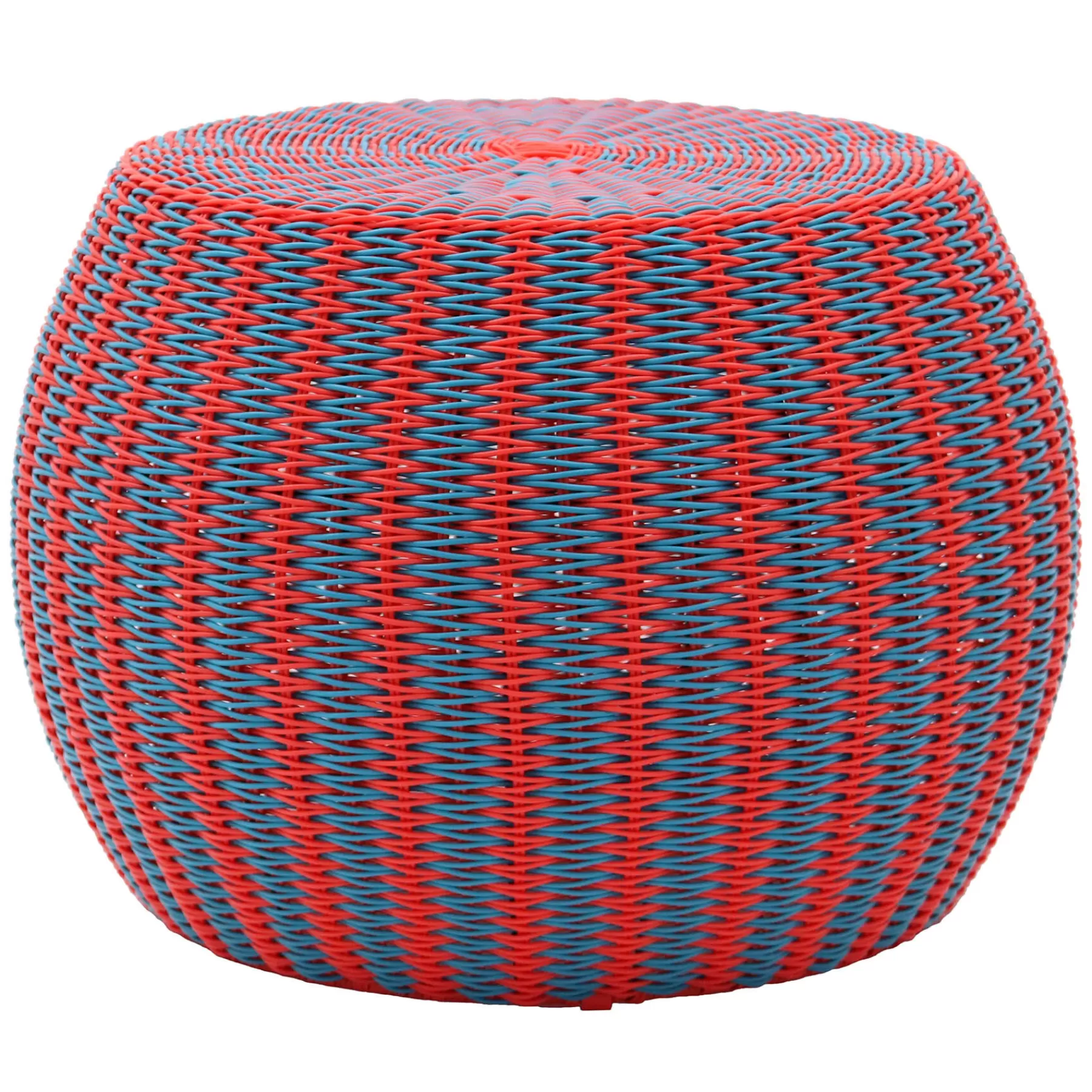 * Good Quality Rio Red & Blue Nested Wicker Outdoor Ottoman, 24