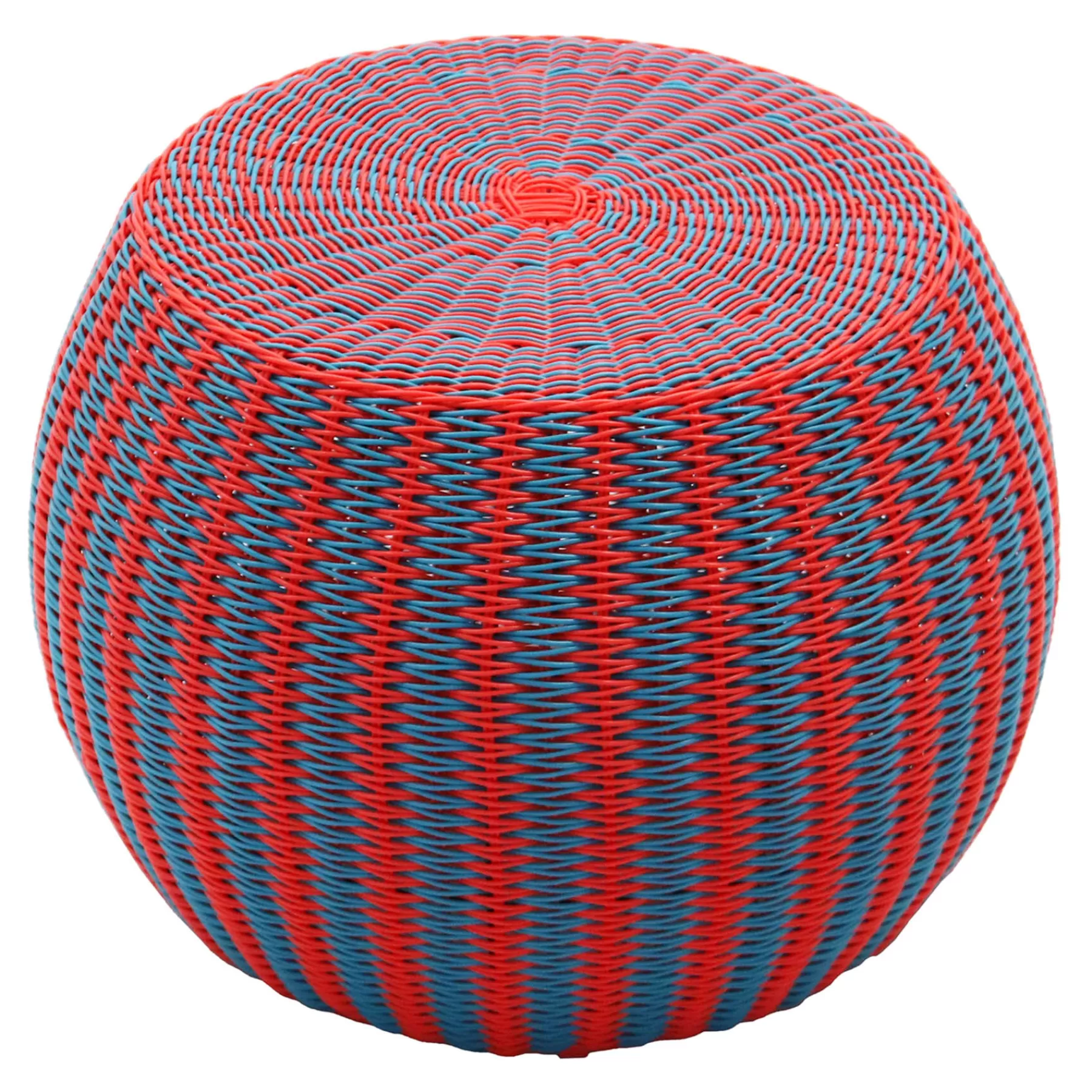 * Good Quality Rio Red & Blue Nested Wicker Outdoor Ottoman, 24