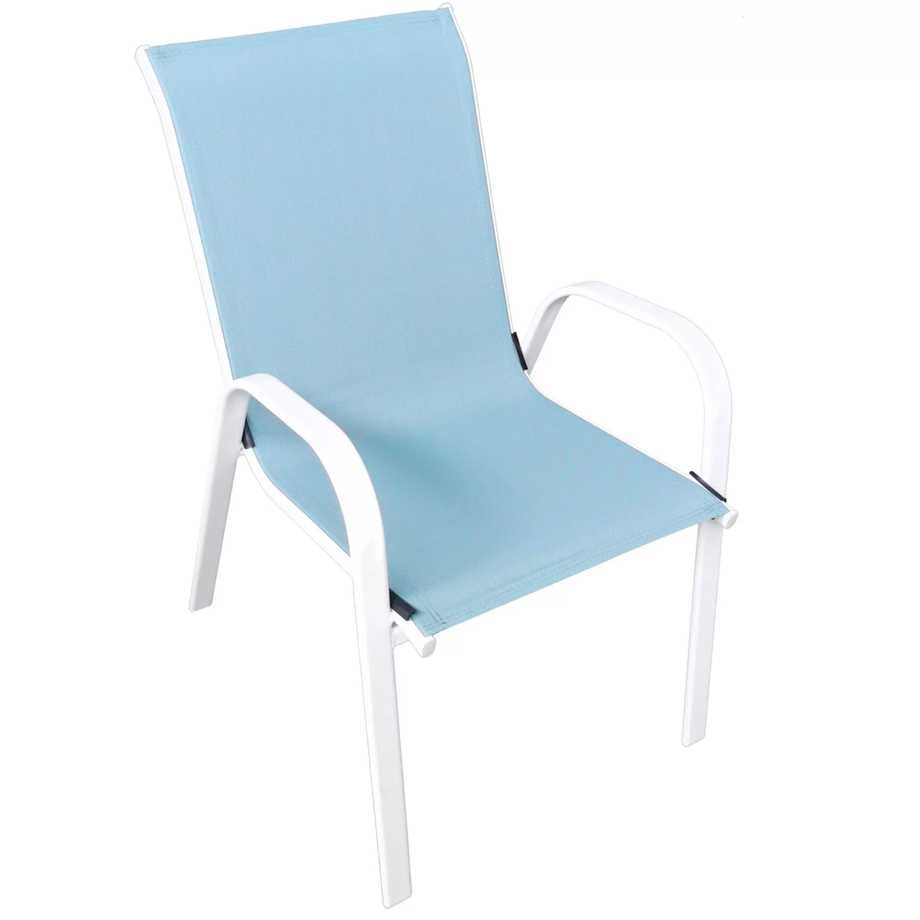 * Good Quality Stackable Blue Sling Patio Chair With White Frame