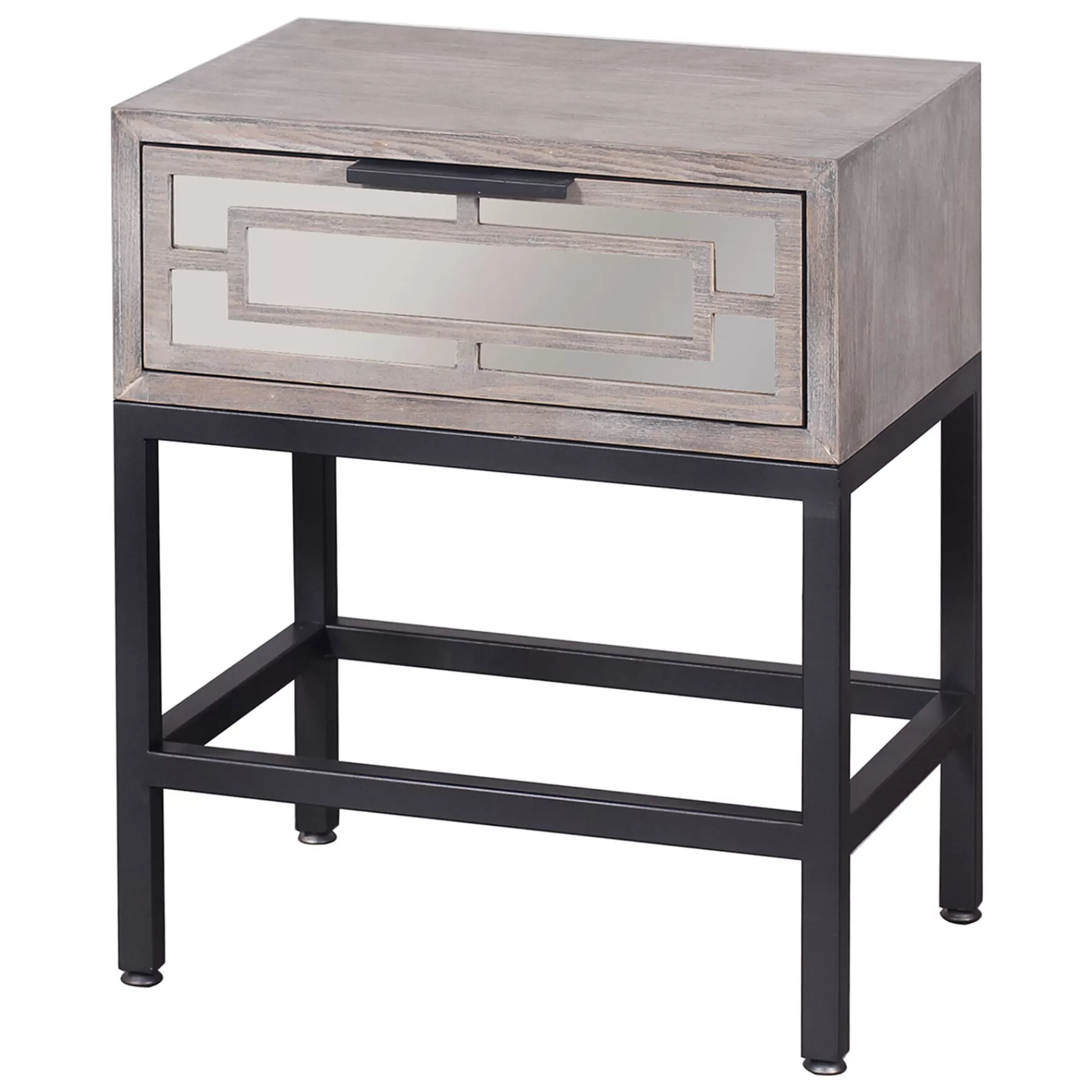 * Hot Selling 1 Drawer Mirrored Wood End Table With Metal Legs