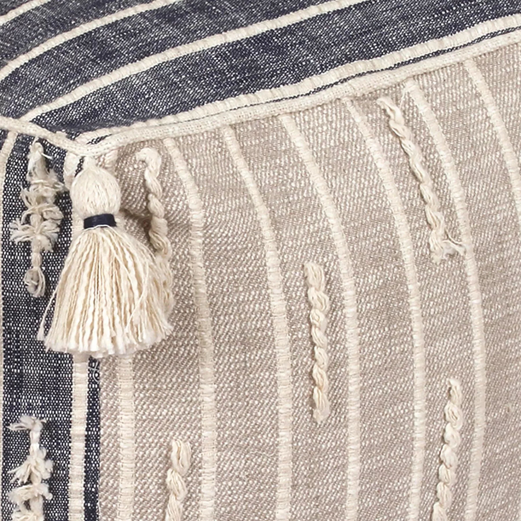 * Hot Selling Honeybloom Nora Blue Woven Embroidered Pouf, 18