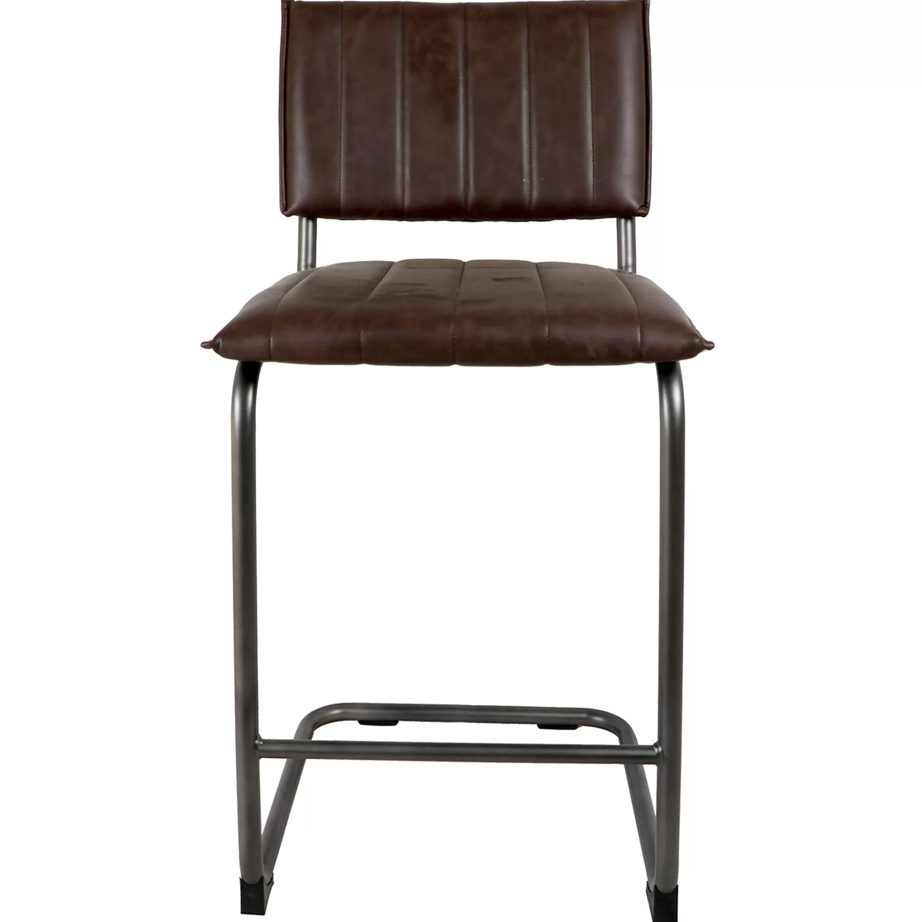 * Hot Selling Luka Dark Brown Faux Leather Counter Stool With Metal Base