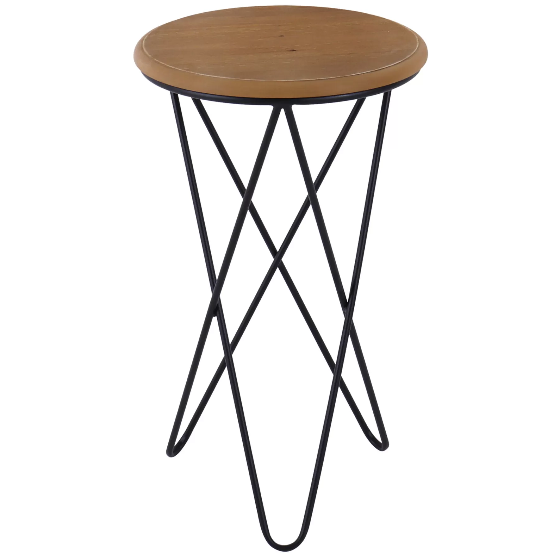 * Hot Selling Round Wood Top Accent Table With Metal Hairpin Legs