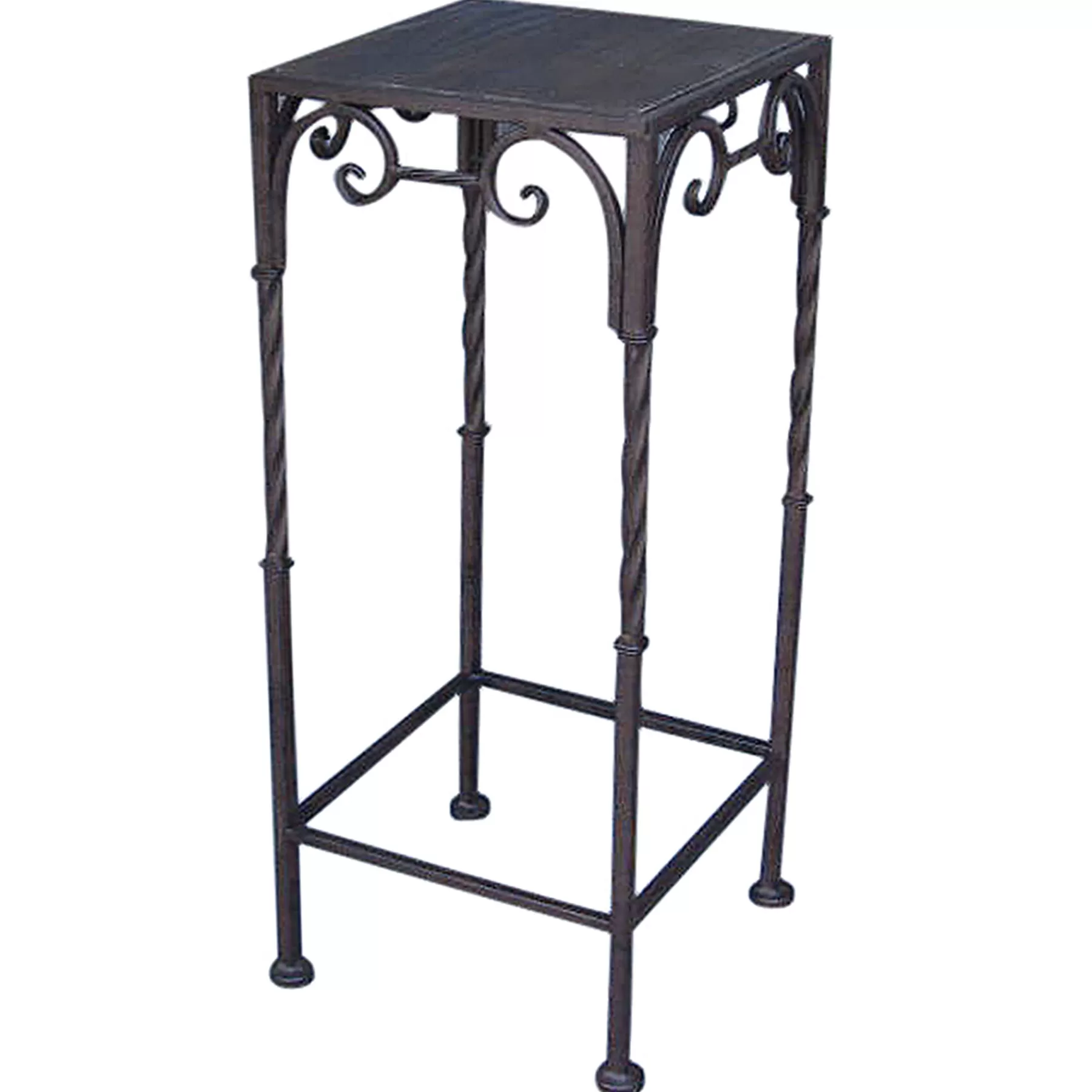 * Latest Square Wood Top Plant Stand With Brown Twist Metal Leg, Medium