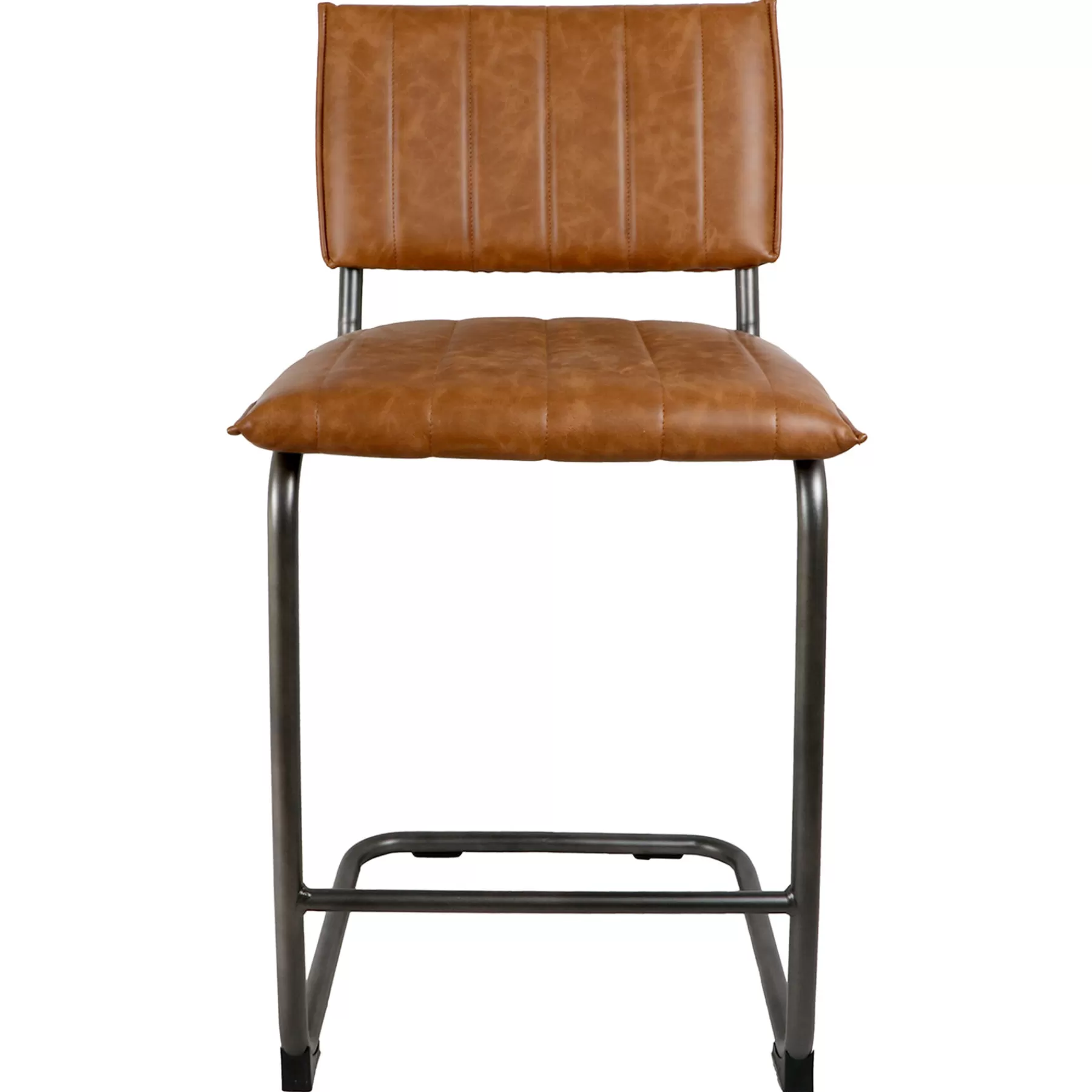 * Official Luka Light Brown Faux Leather Counter Stool With Metal Base