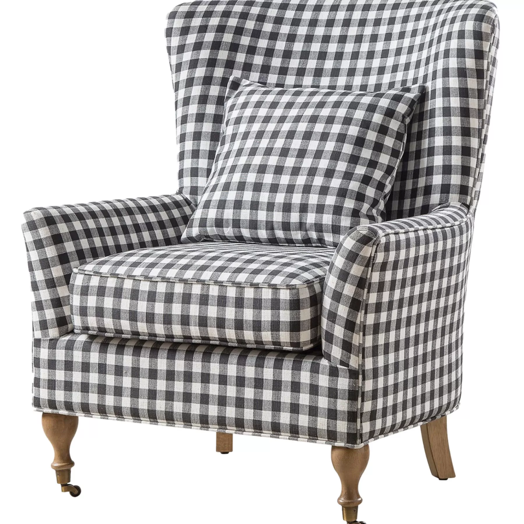 * Online Discount Lancaster Black & White Plaid Arm Chair With Casters