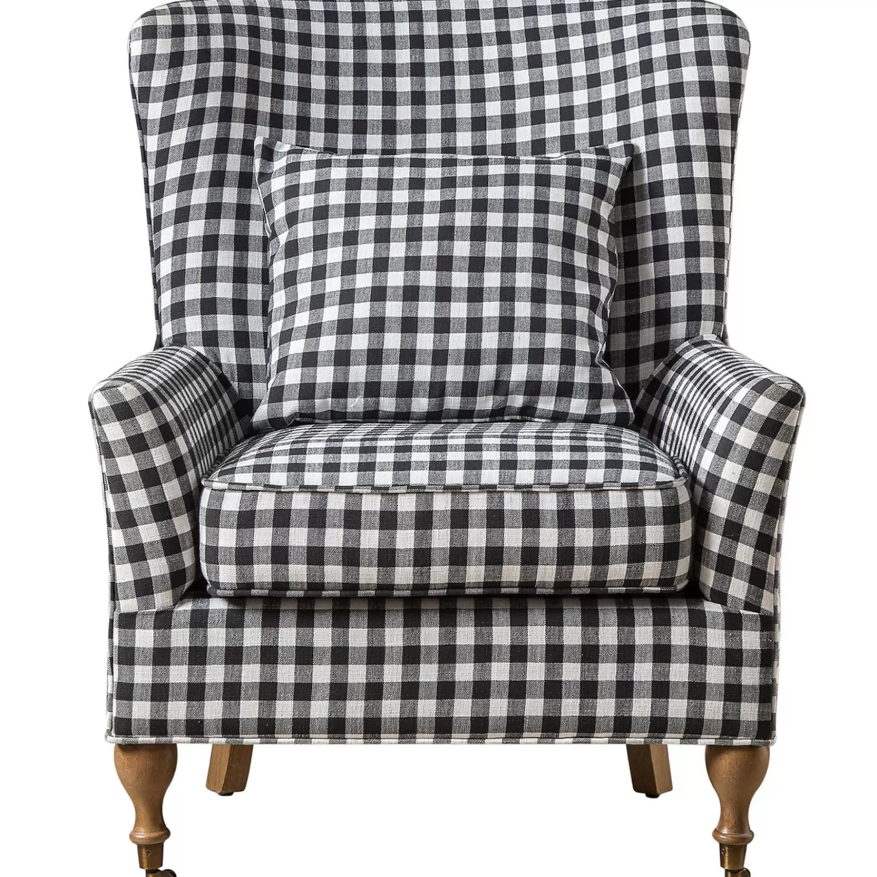 * Online Discount Lancaster Black & White Plaid Arm Chair With Casters