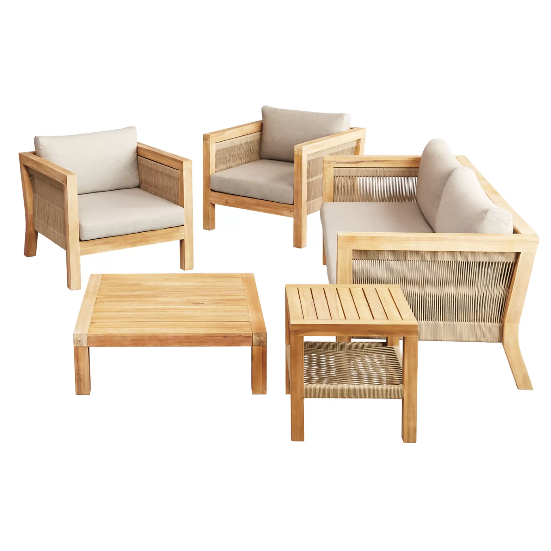 * Reliable Quality Park City Acacia Wood Outdoor End Table With Rope Accent