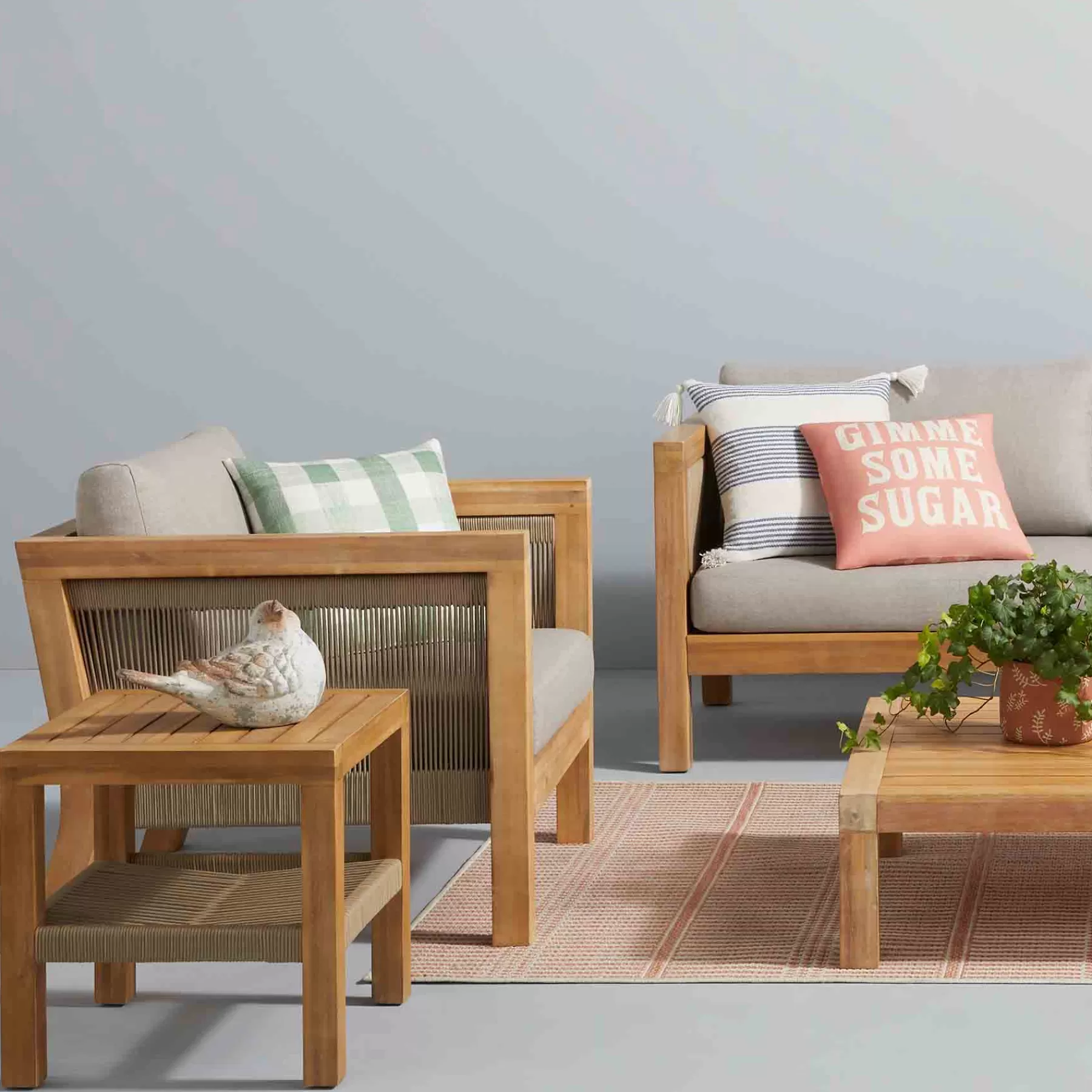 * Reliable Quality Park City Acacia Wood Outdoor End Table With Rope Accent
