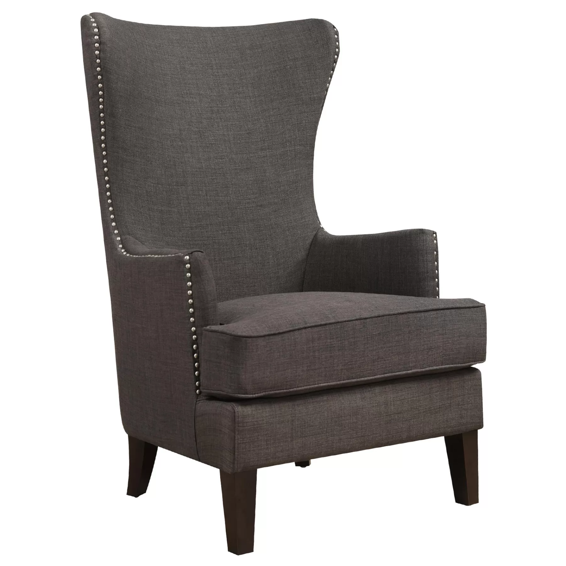 * Sale Kori Charcoal Grey High Back Accent Chair With Nailhead Trim