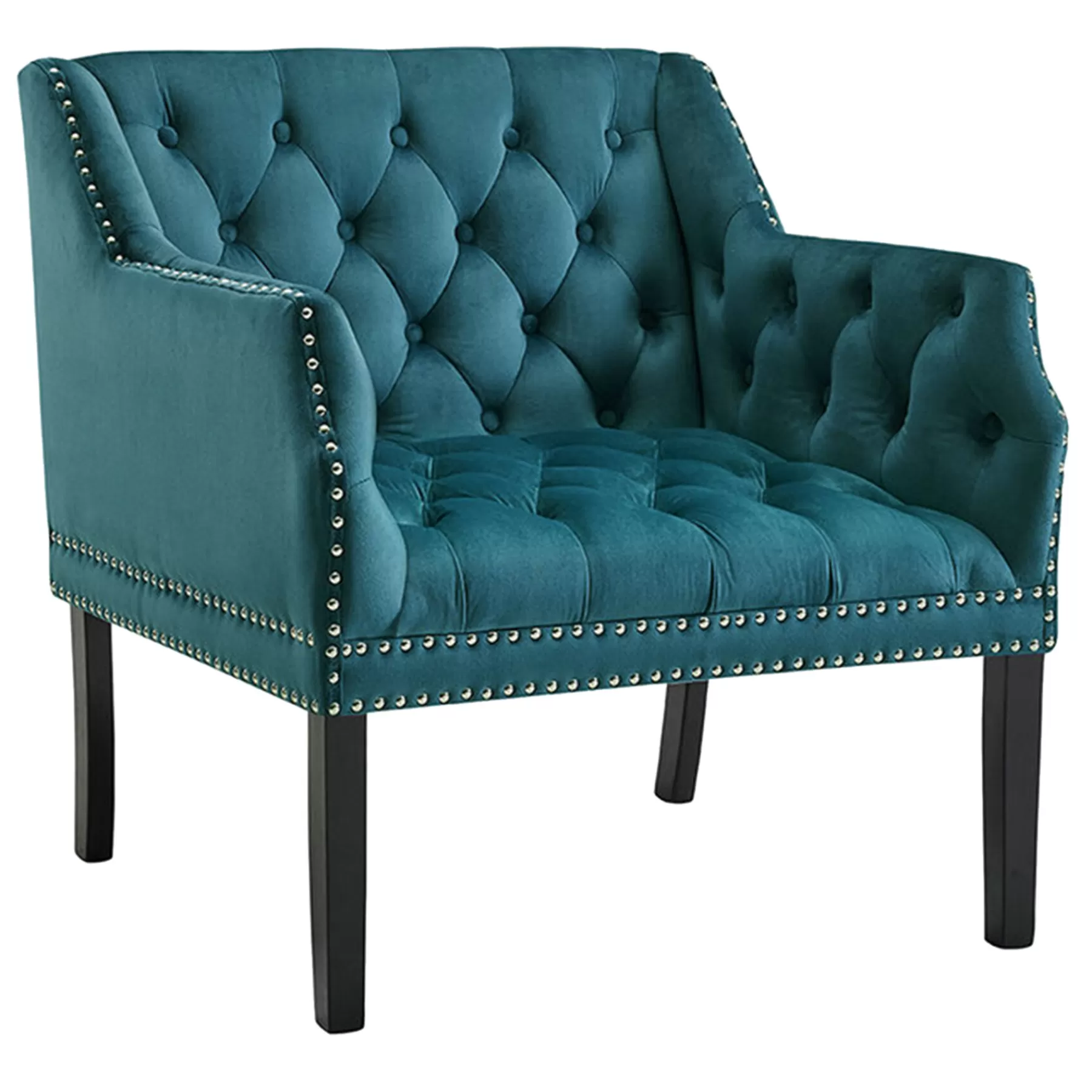 * Sale Lena Teal Velvet Tufted Arm Chair With Nailhead Trim