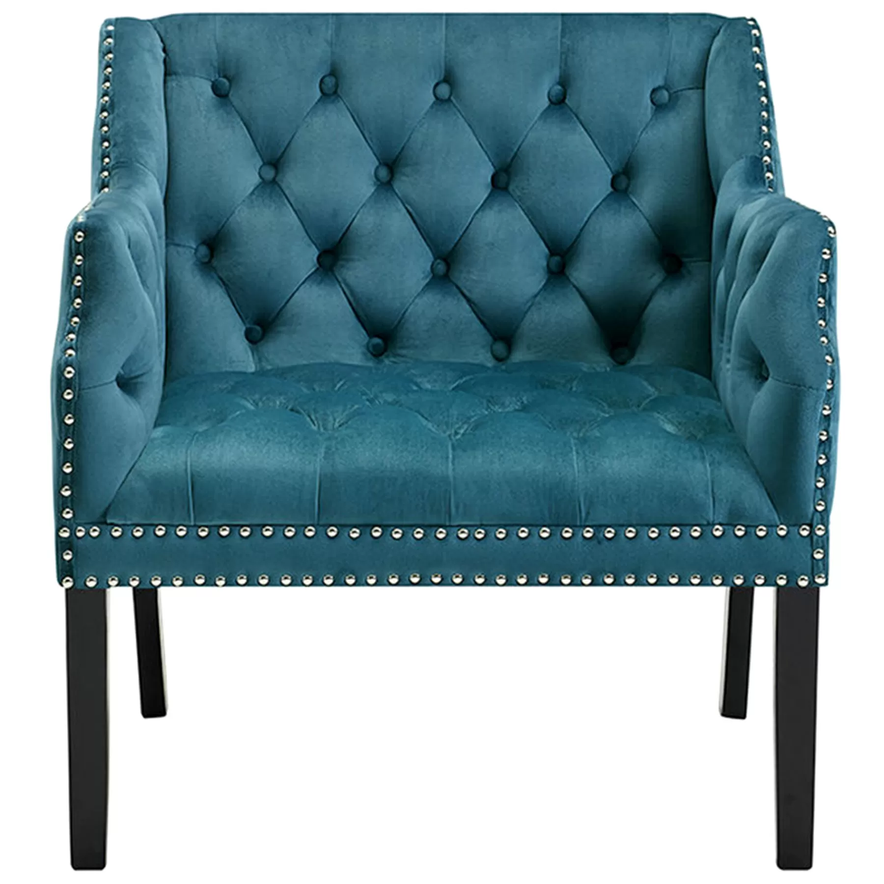* Sale Lena Teal Velvet Tufted Arm Chair With Nailhead Trim