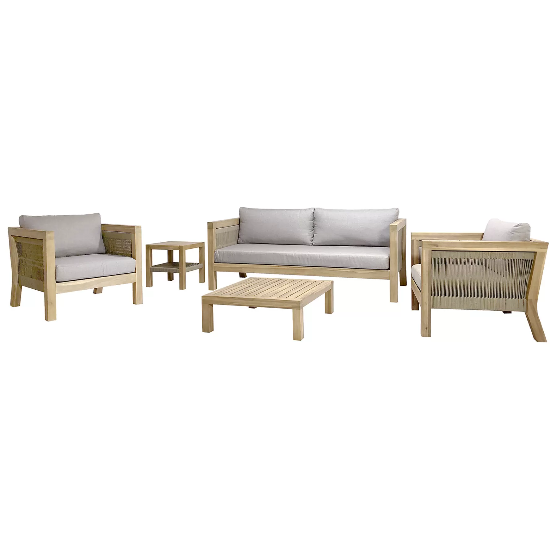 * Sale Park City Blonde Acacia Wood Outdoor Sofa With Rope Accent