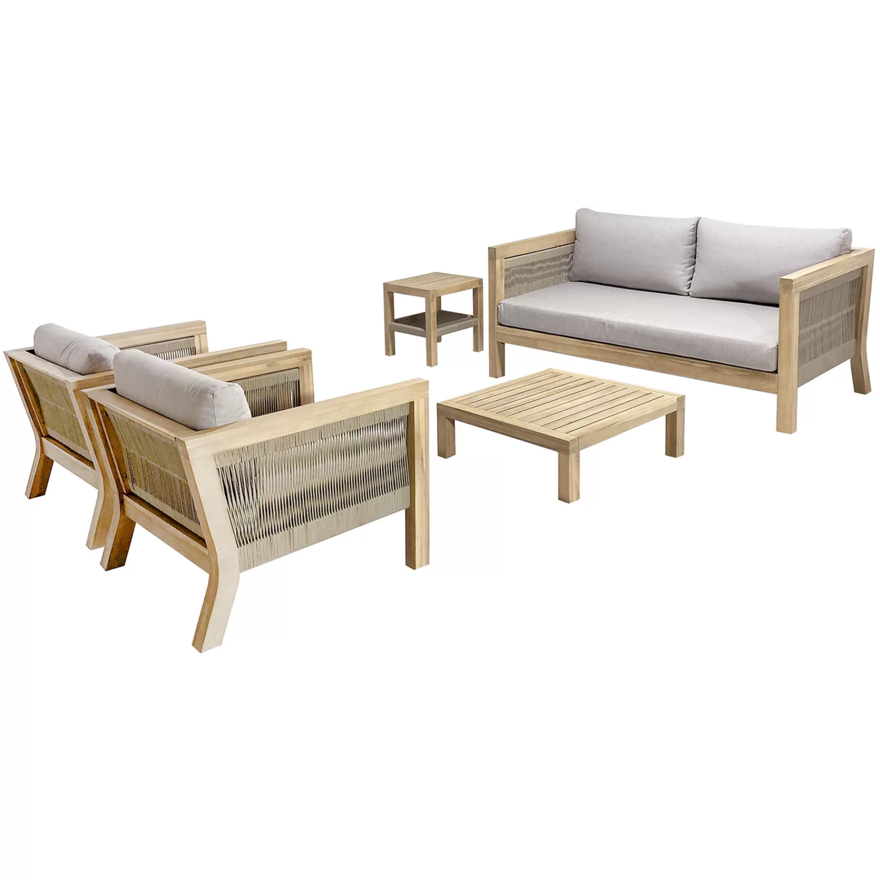 * Sale Park City Blonde Acacia Wood Outdoor Sofa With Rope Accent