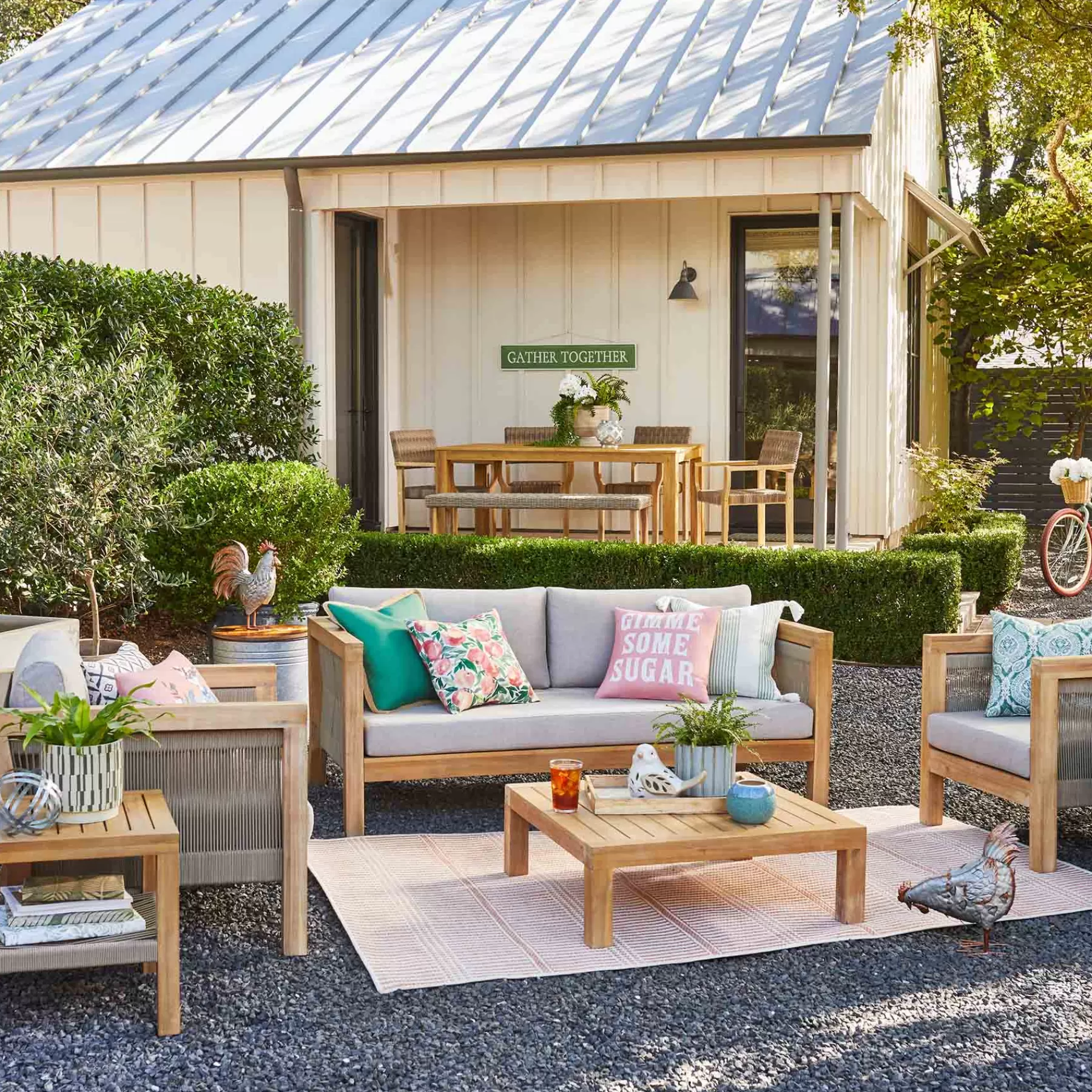 * Sale Park City Blonde Acacia Wood Outdoor Sofa With Rope Accent
