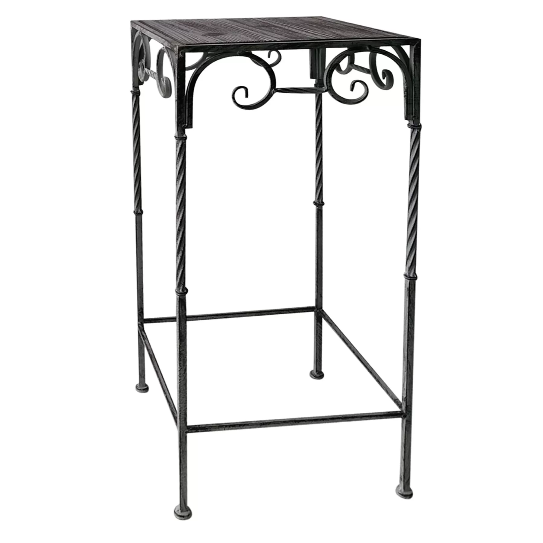 * Sale Square Wood Top Plant Stand With Rustic Twist Metal Leg, Small
