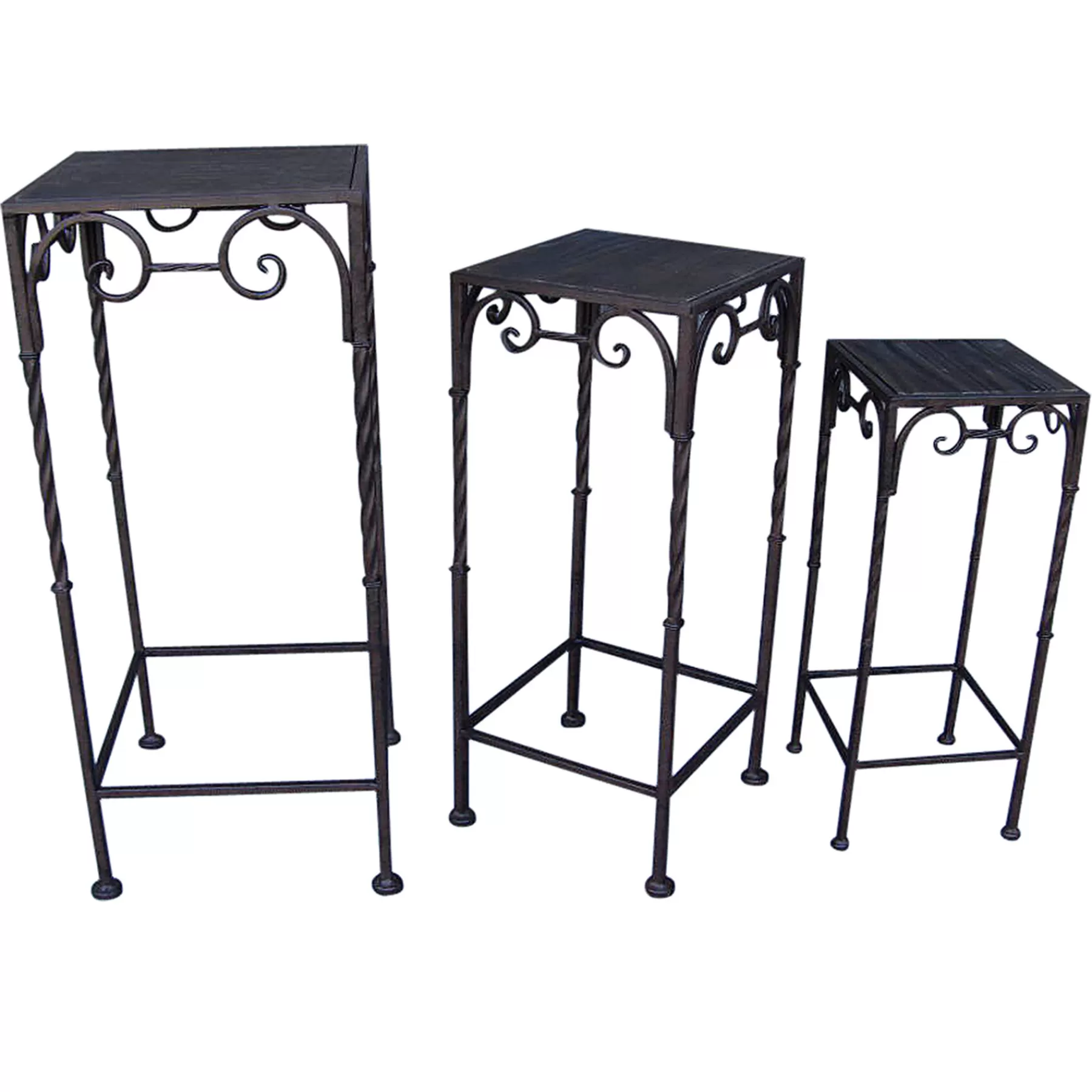* Special Offers Square Wood Top Plant Stand With Brown Twist Metal Leg, Large