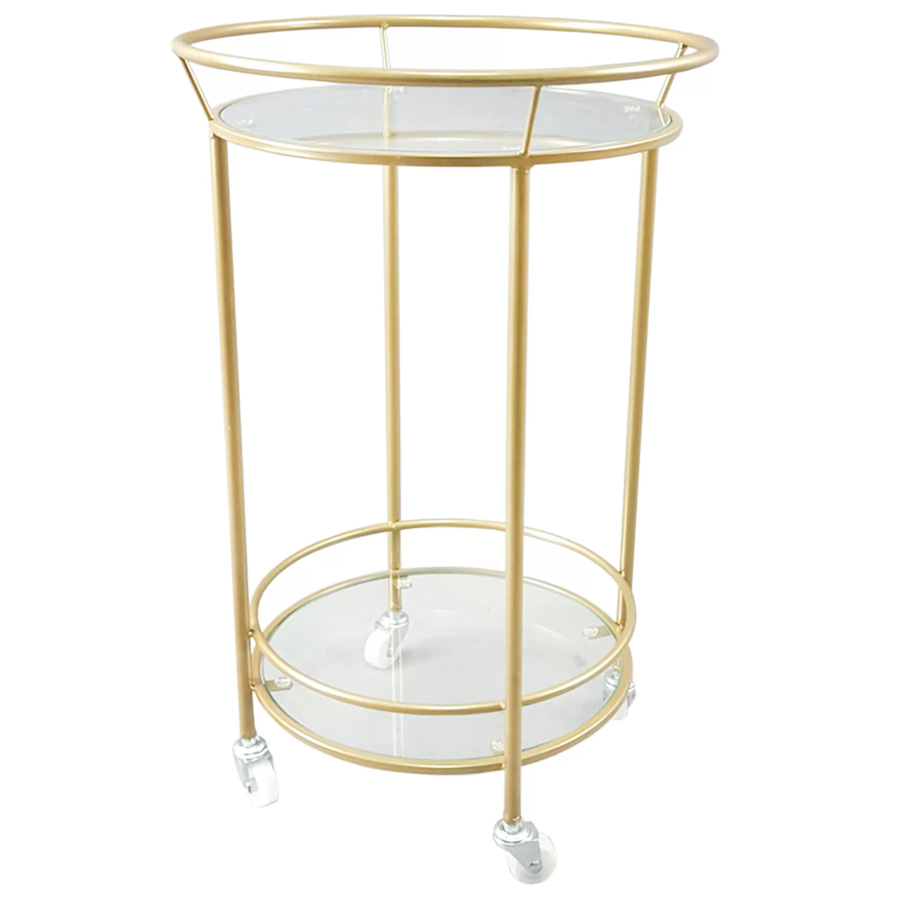* Special Style Gold Metal Bar Cart With 2 Tier Tempered Glass