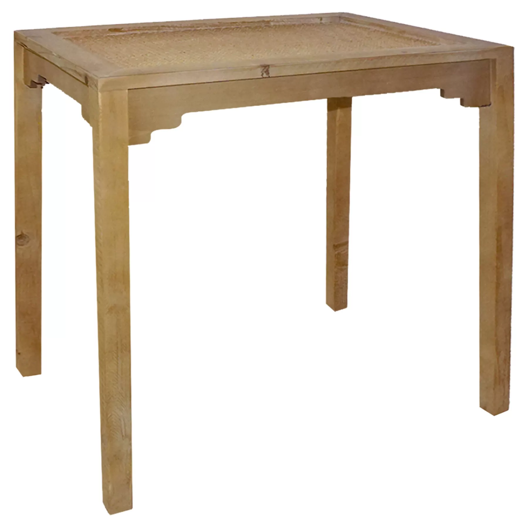 * Special Style Grace Mitchell Rattan Top Accent Table With Wood Legs, Large