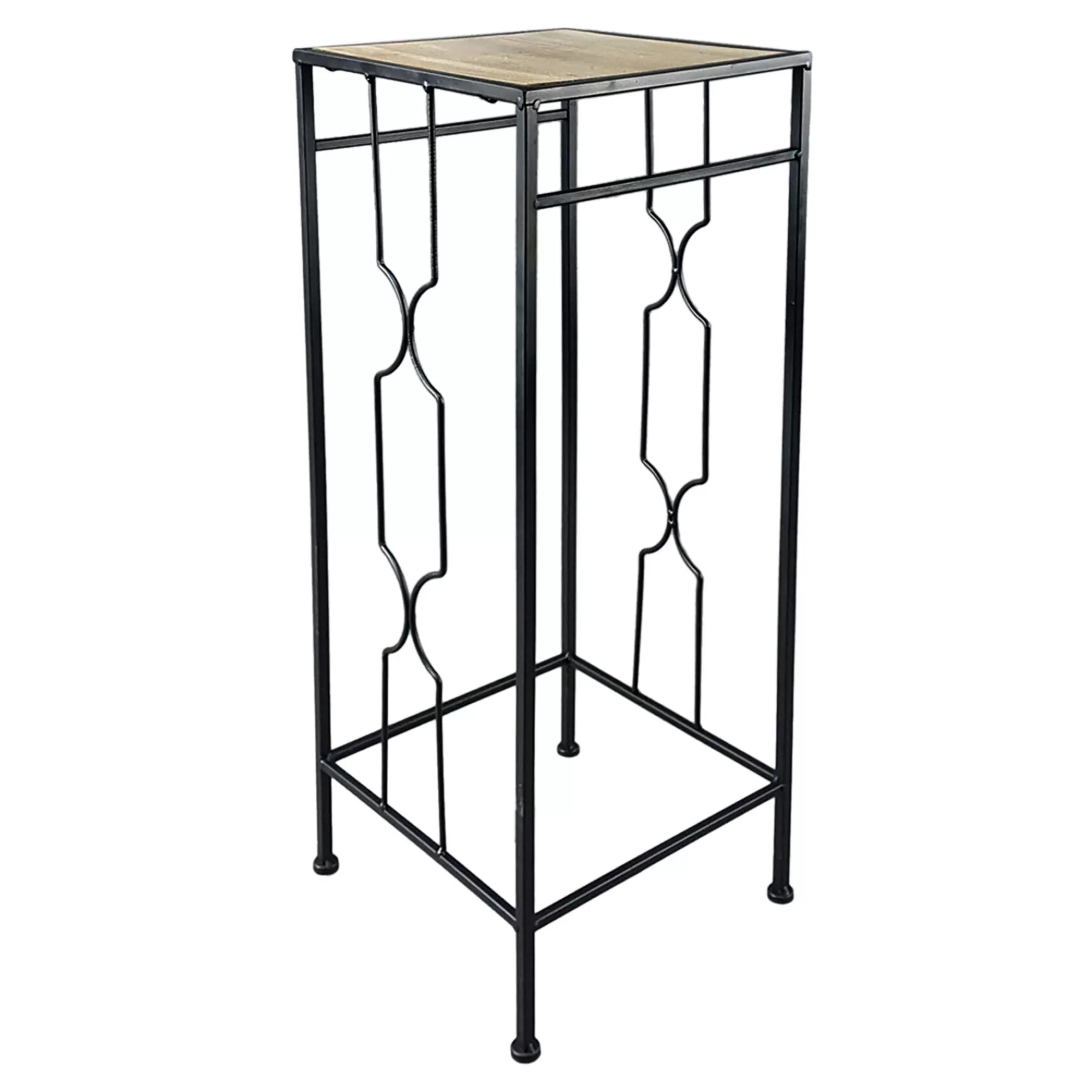 * Special Style Metal Plant Stand With Wood Top Black, Large
