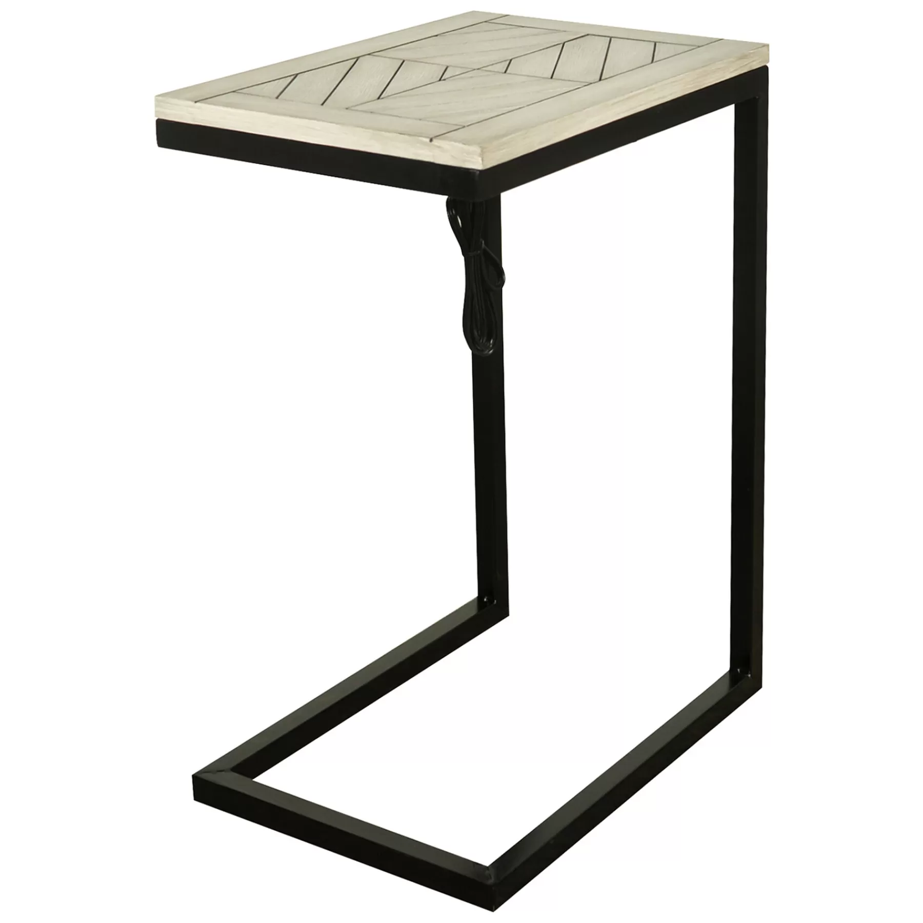 * Special Style Patterned Wood Top C-Table With Usb Port