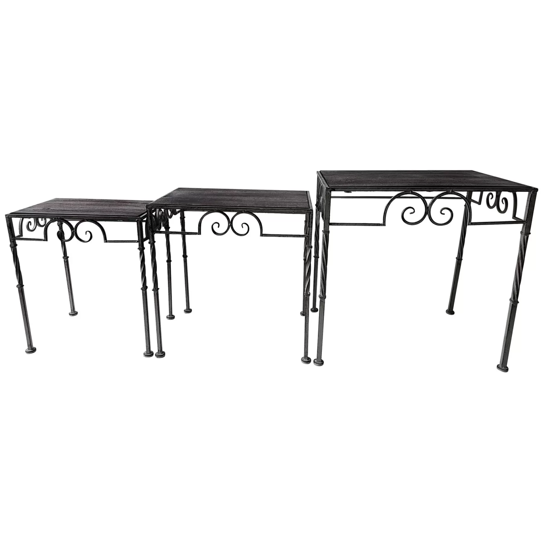 * Special Style Rustic Rectangle Wood Top Table With Twist Leg, Large