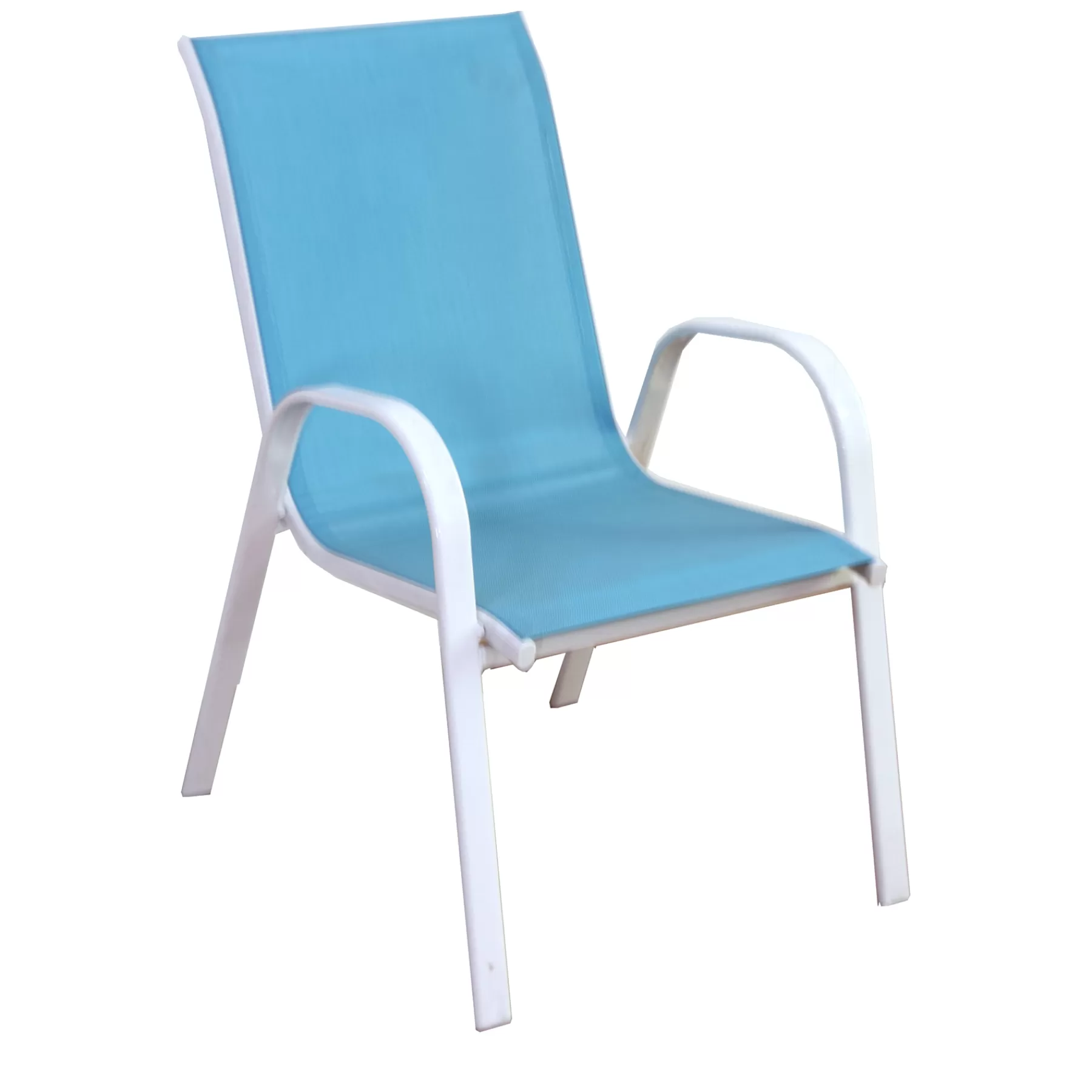 * Special Style Stackable Aquarelle Blue Sling Patio Chair With White Frame