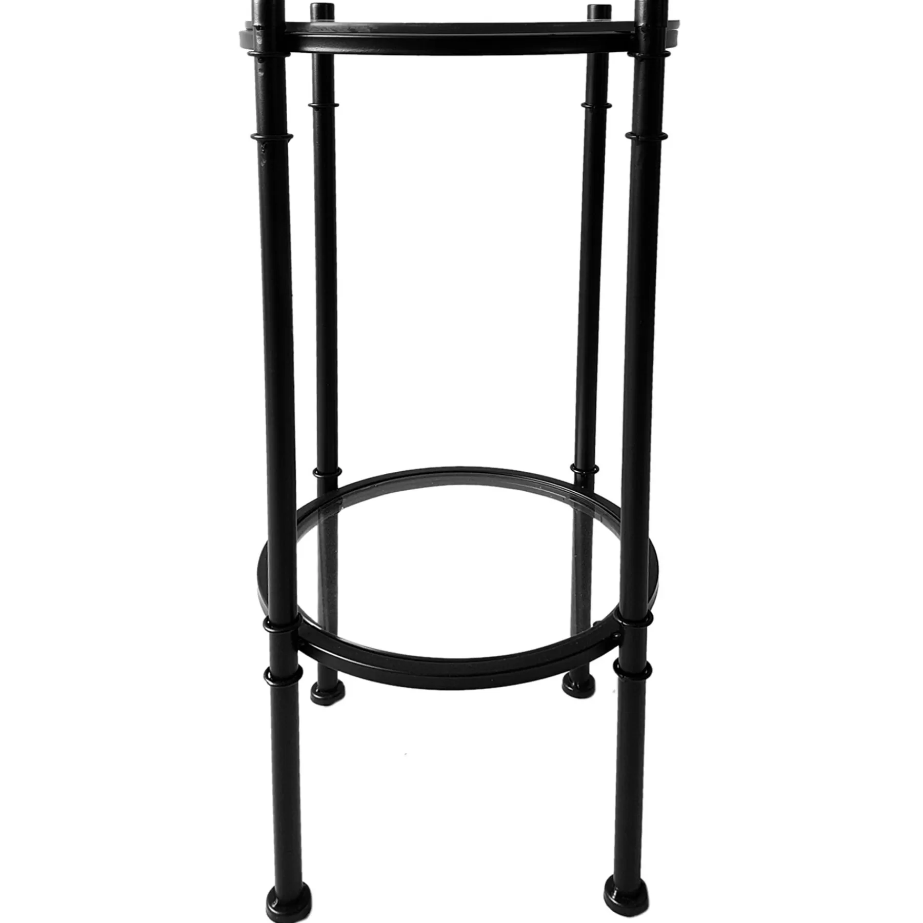 * Special Style Tempered Glass Top With Black Metal Frame 2 Tier Plant Stand