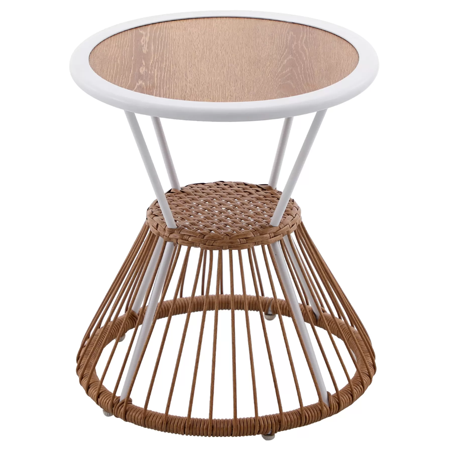 * Special Style Tracey Boyd Minos Outdoor White Steel & Wicker Side Table