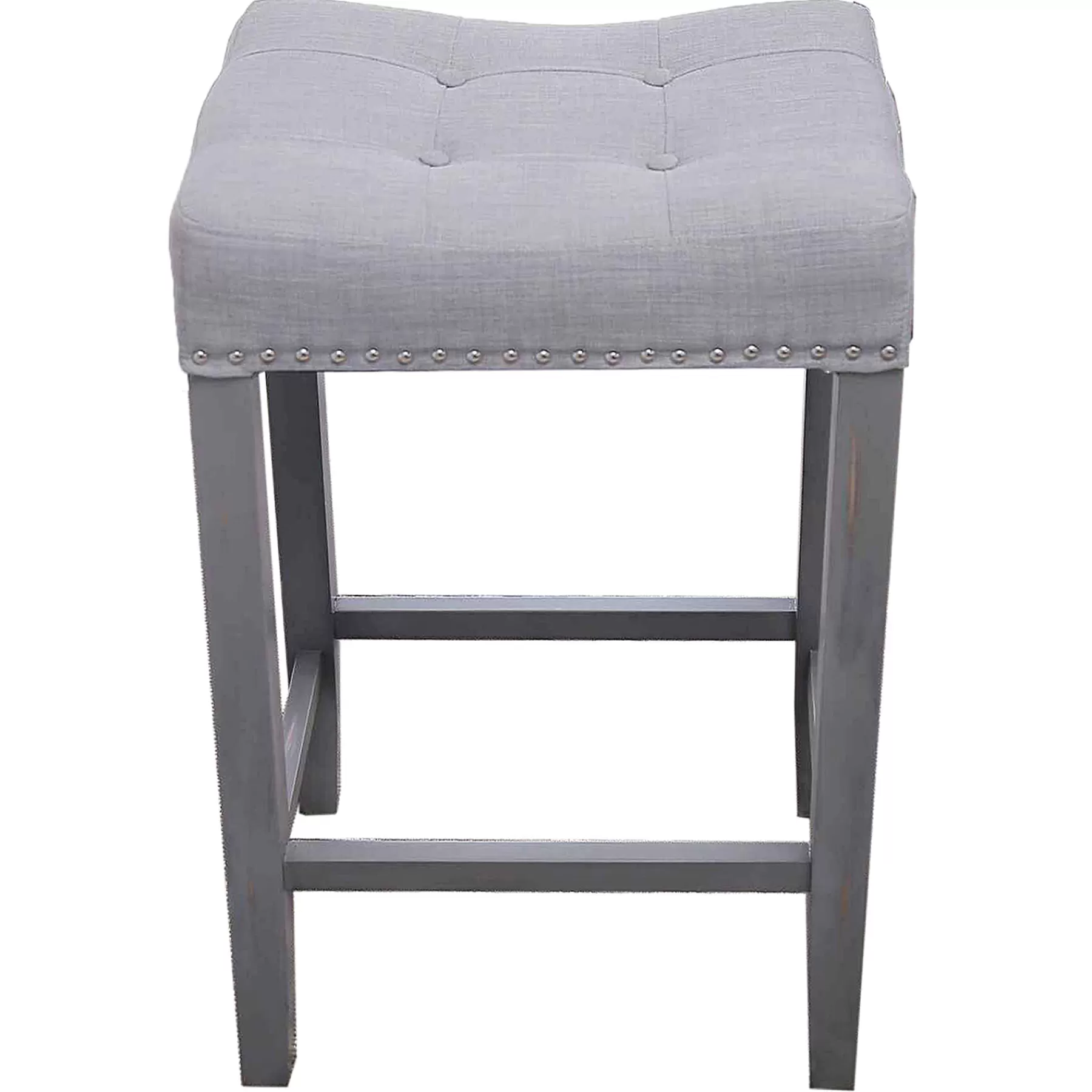 * Typical Style Macie Grey Backless Wooden Counter Stool With Upholstered Seat, 24