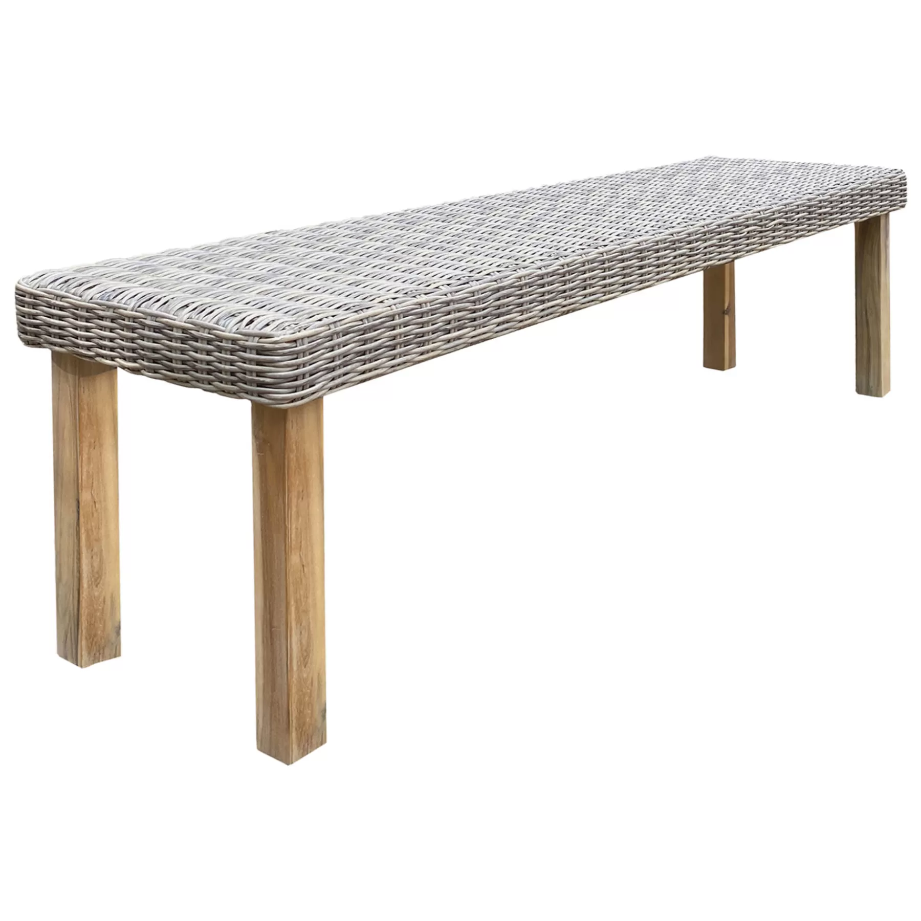 * Typical Style Park City Acacia Wood & Wicker Backless Outdoor Dining Bench