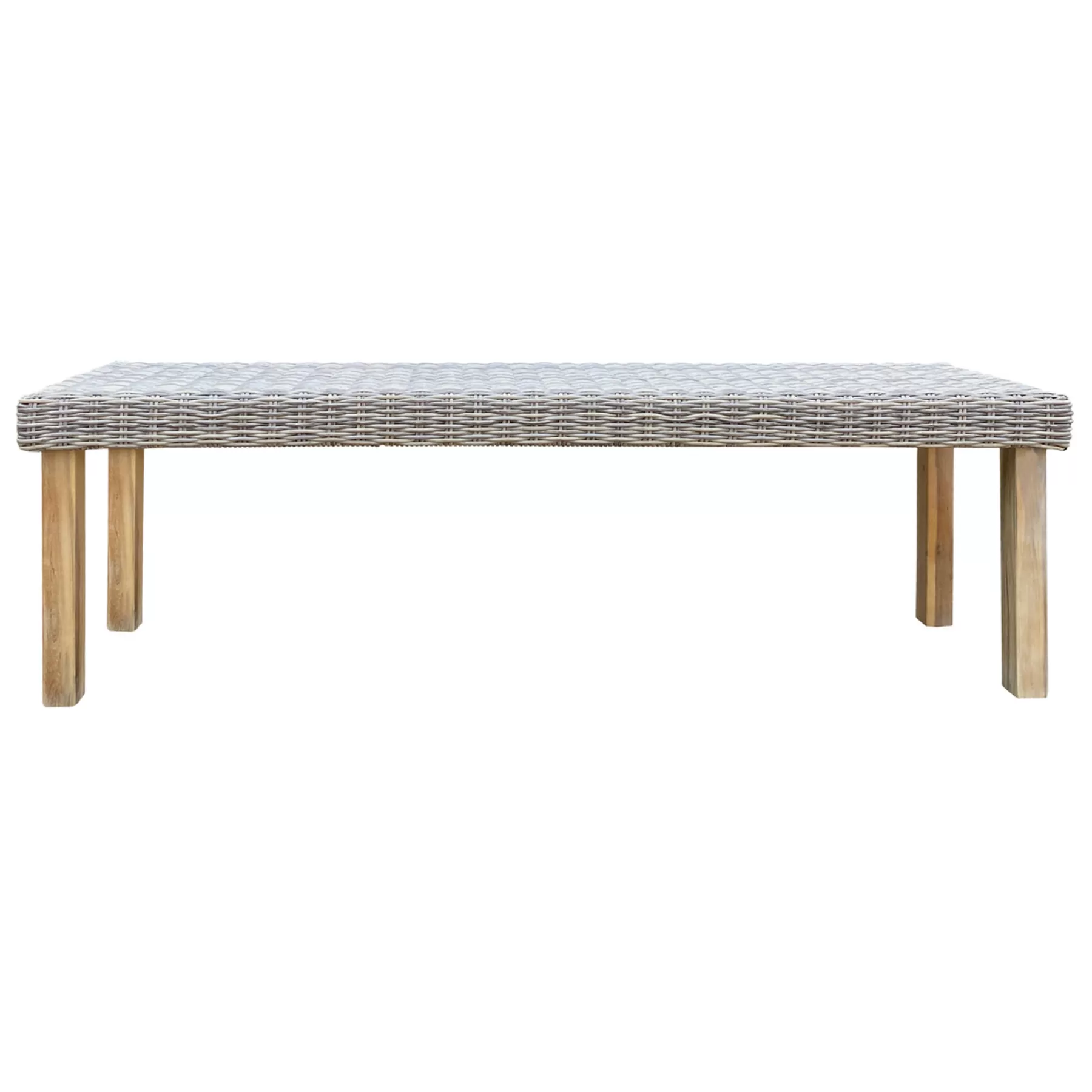 * Typical Style Park City Acacia Wood & Wicker Backless Outdoor Dining Bench