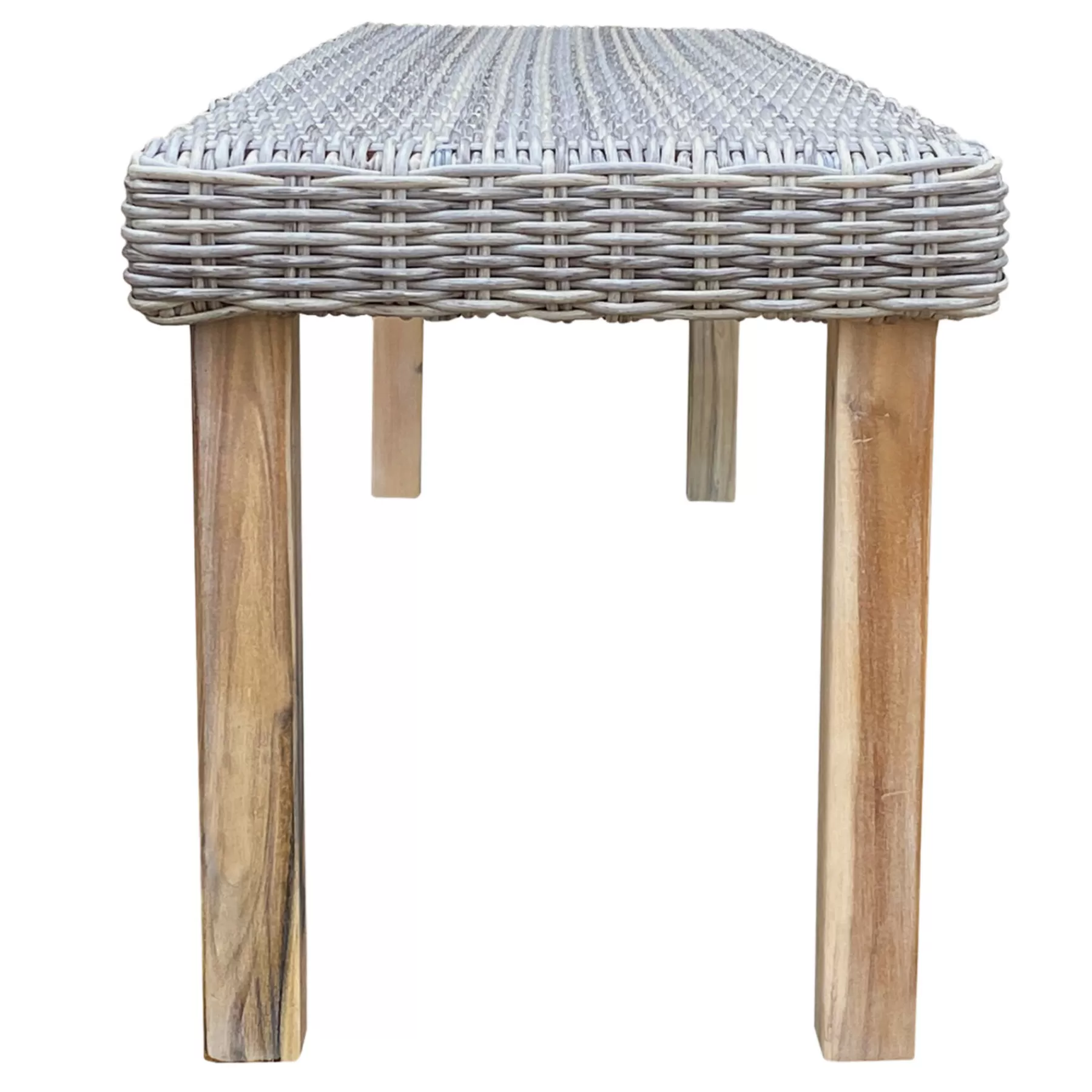 * Typical Style Park City Acacia Wood & Wicker Backless Outdoor Dining Bench